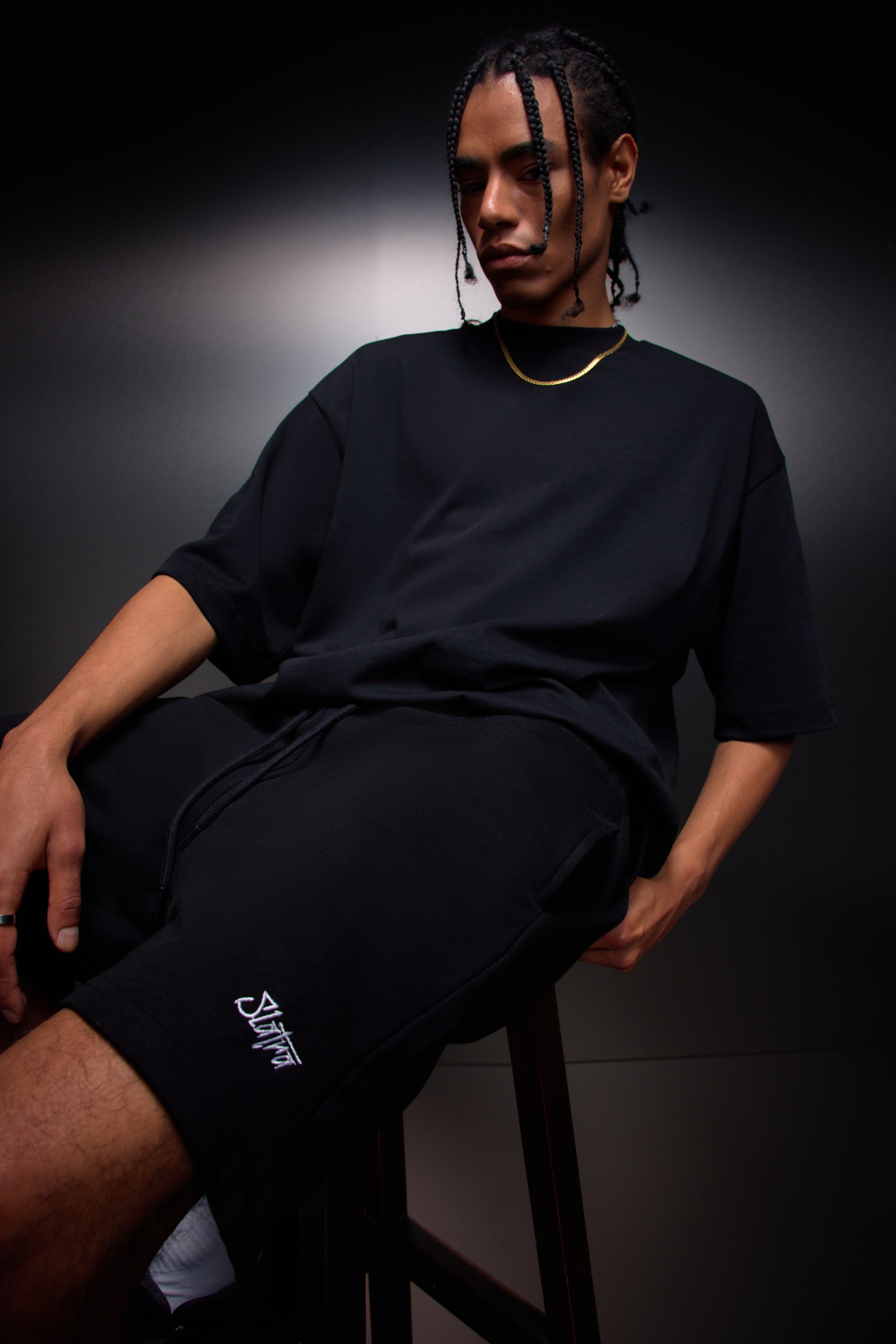Erkek Siyah Oversize Basic Tshirt
