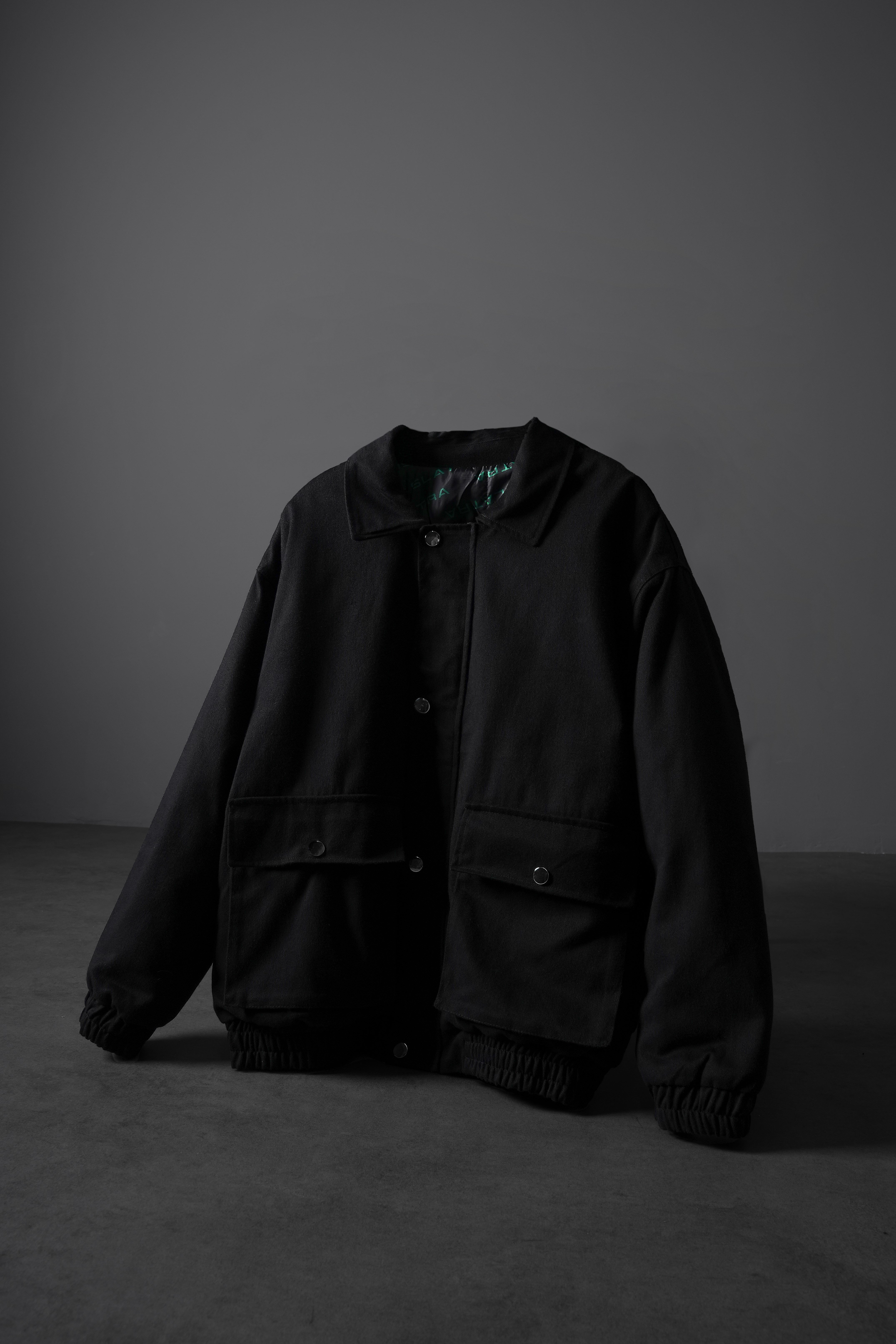 Erkek Siyah Oversize Cepli Gabardin Ceket