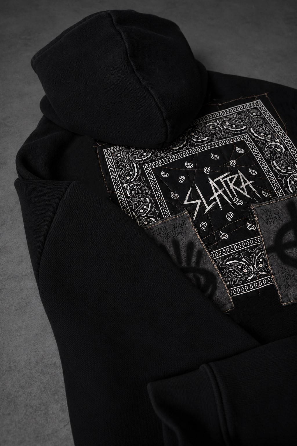 Erkek Siyah Relic Patch Detay Oversize Hoodie