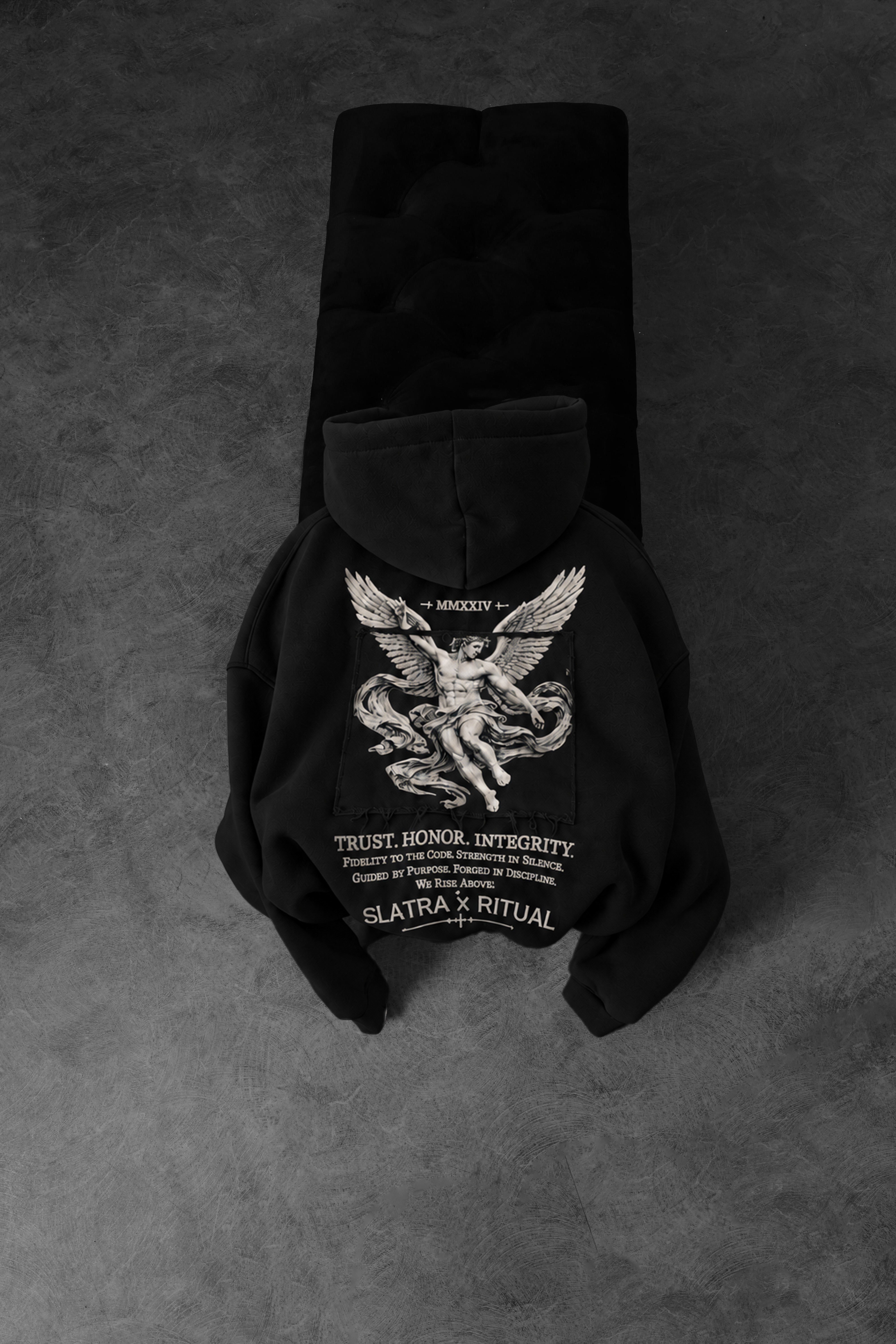 Erkek Siyah Ritual Patch Oversize Hoodie