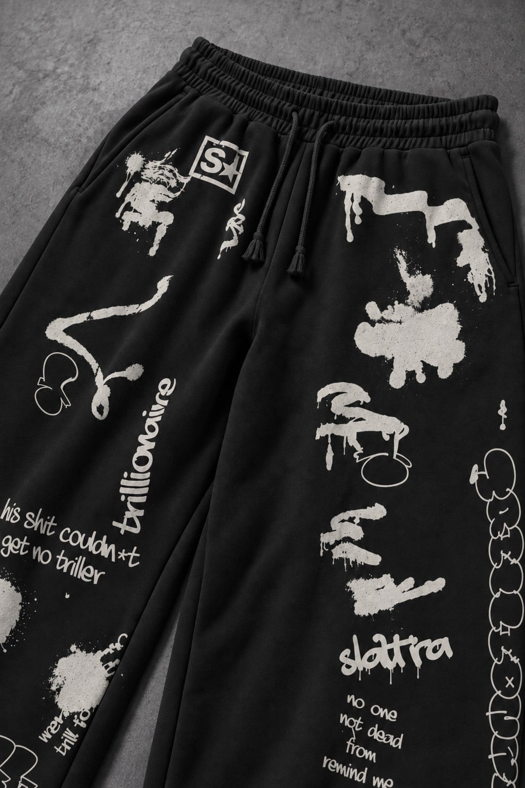 Erkek Siyah S Grafiti Baggy Eşofman