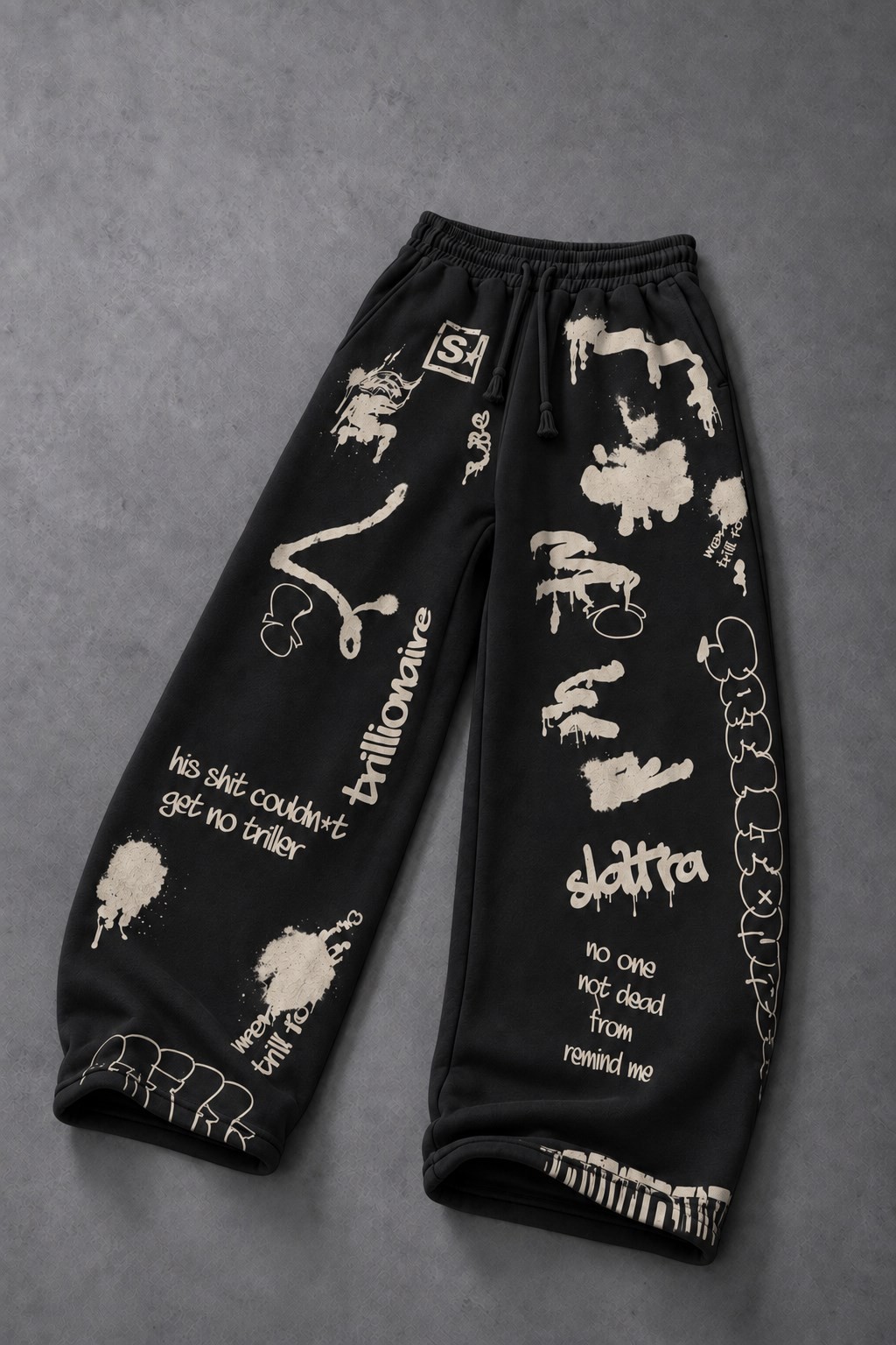 Erkek Siyah S Grafiti Baggy Eşofman