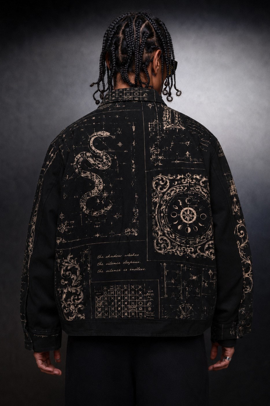 Erkek Siyah Serpent Codex Boxy Fit Ceket