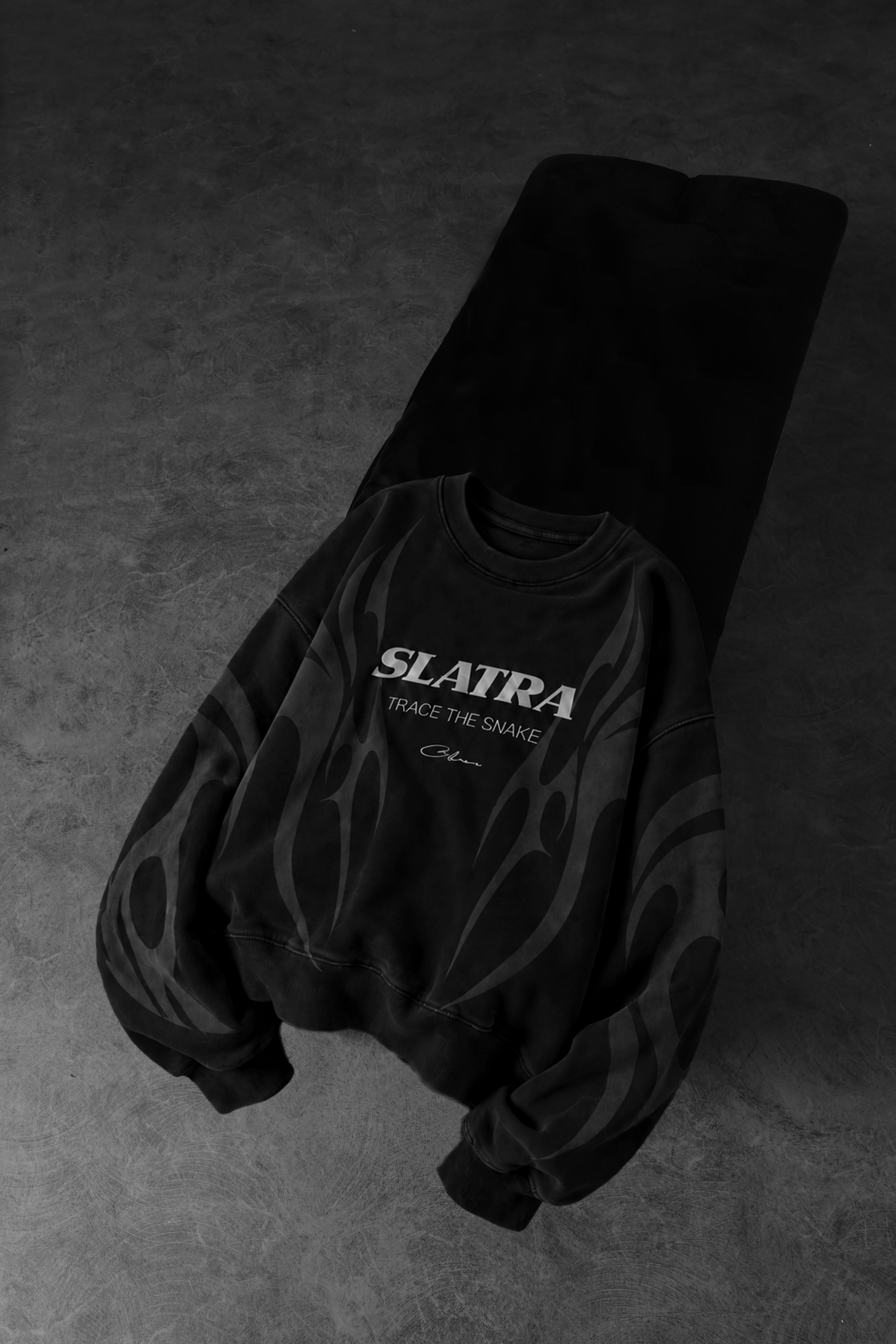Erkek Siyah Slatang Oversize Sweatshirt