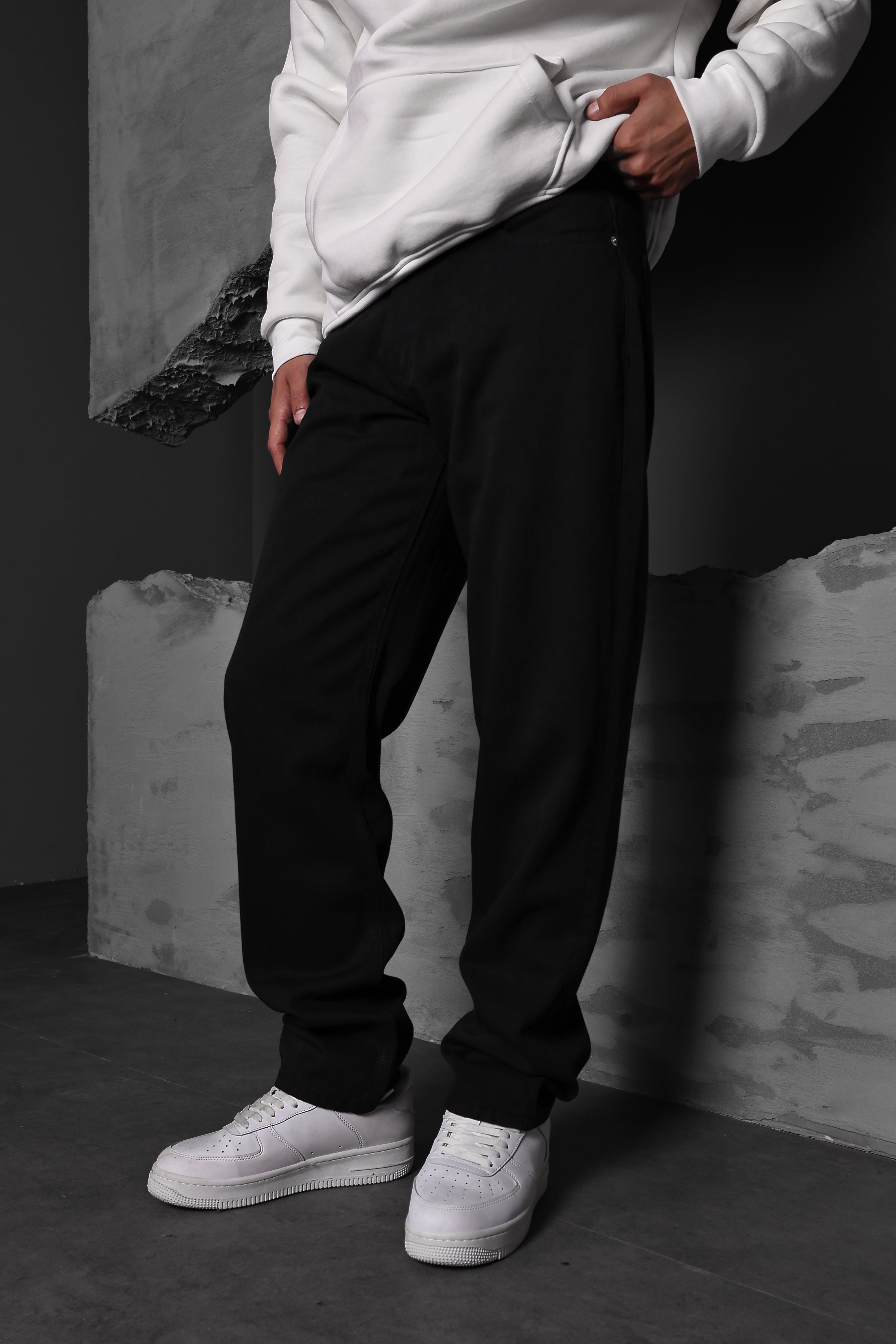 Erkek Siyah Straight Fit Pantolon