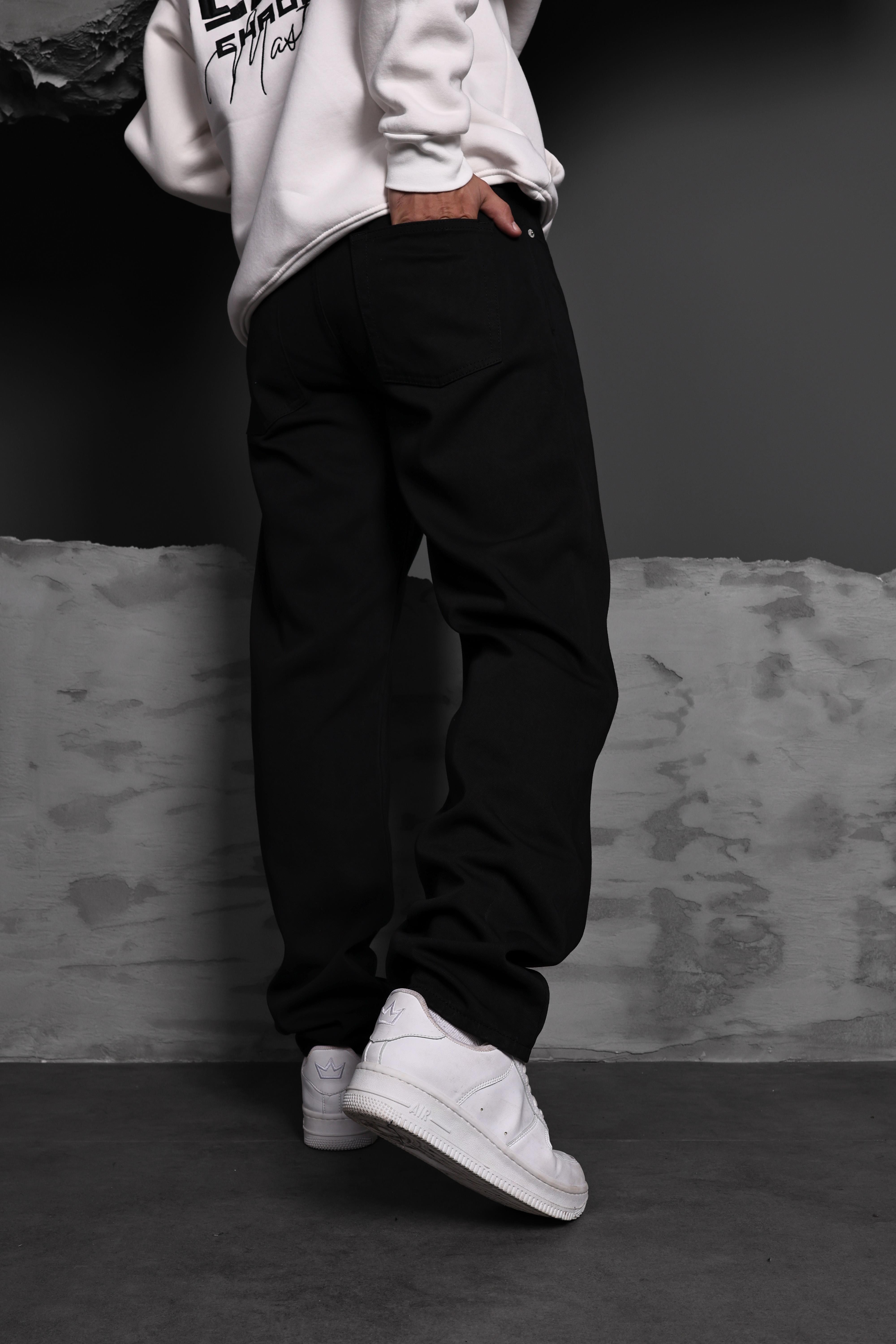 Erkek Siyah Straight Fit Pantolon