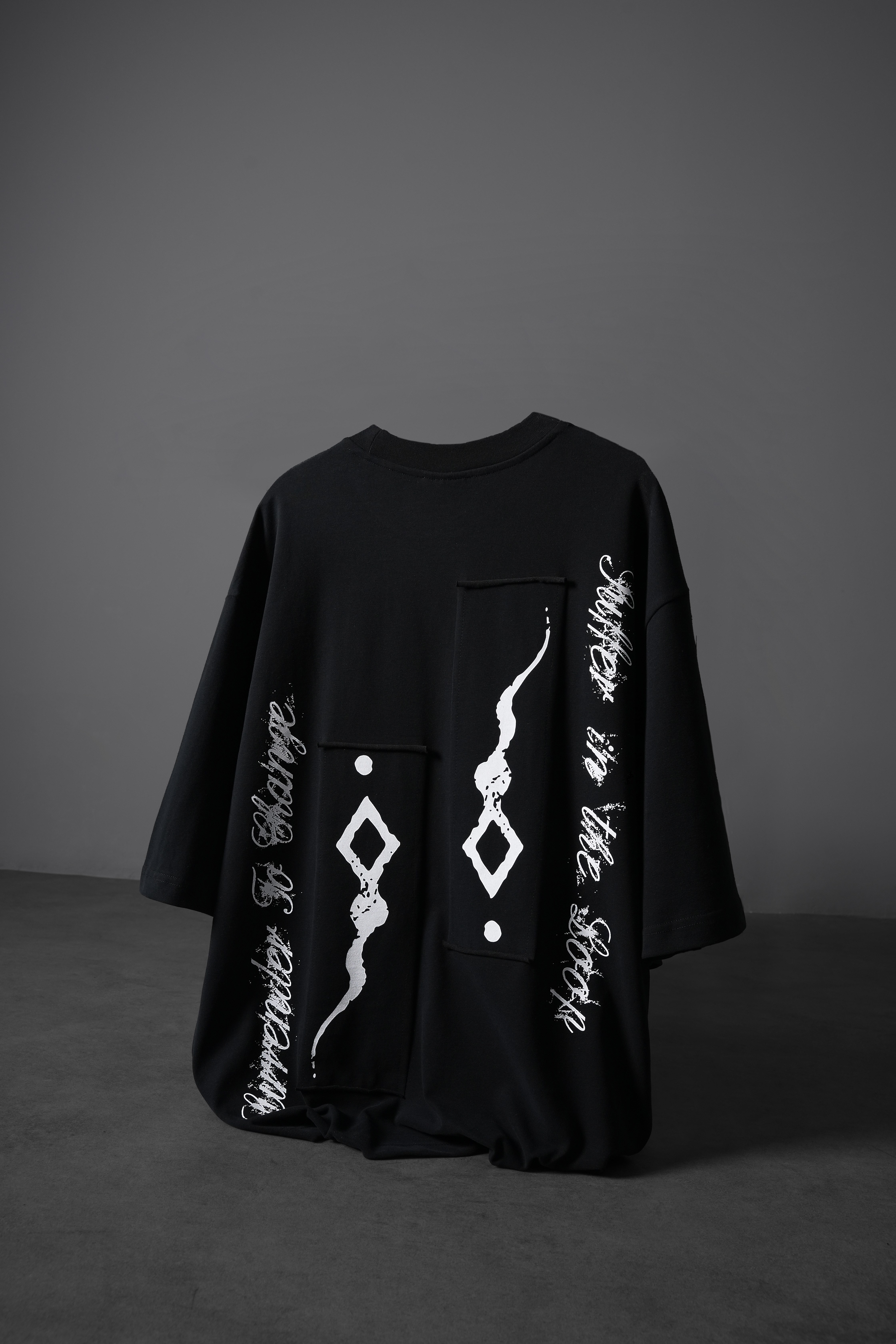 Erkek Siyah Suffer Patch Oversize Tshirt