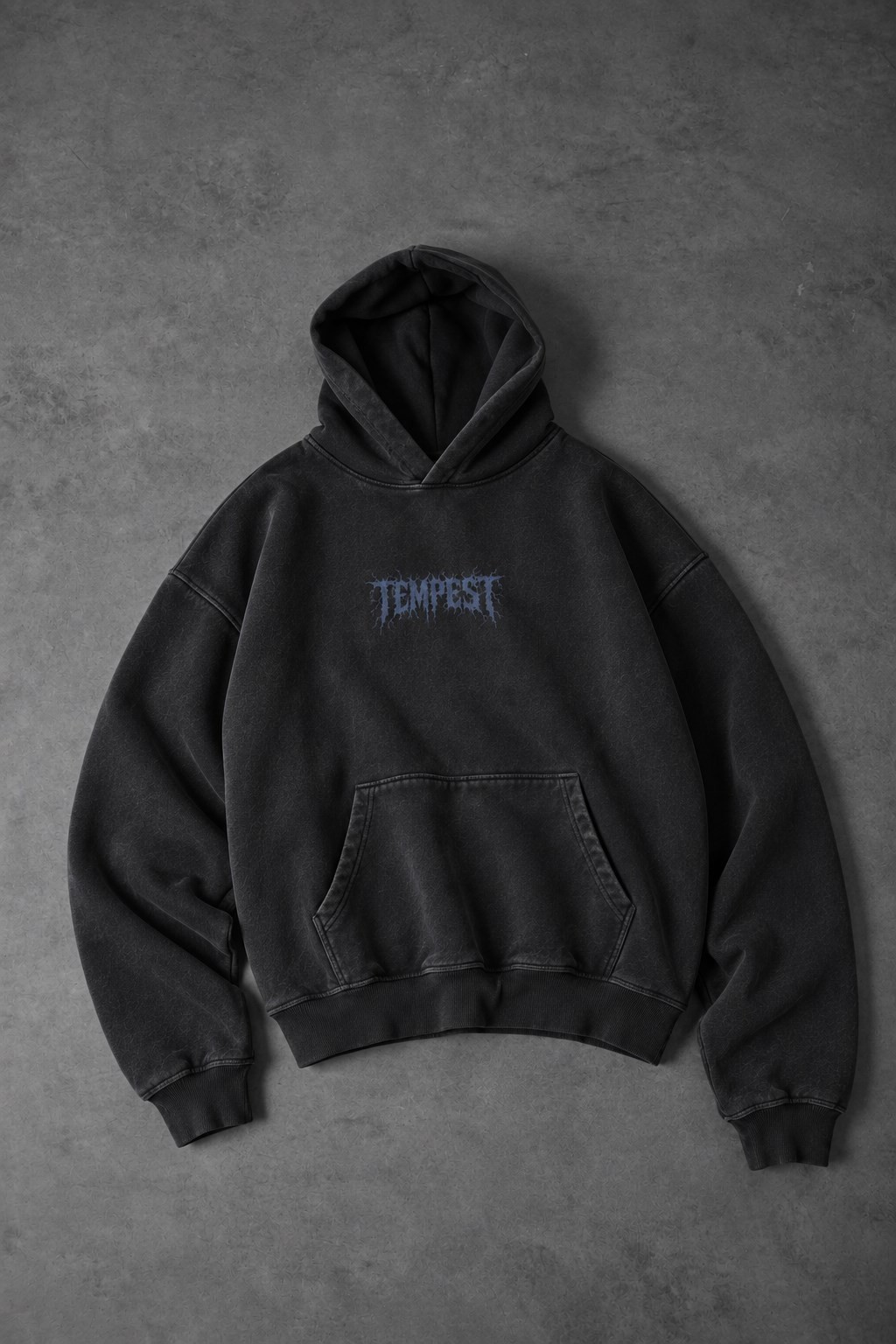 Erkek Siyah Tempest Özel Yıkamalı Oversize Hoodie