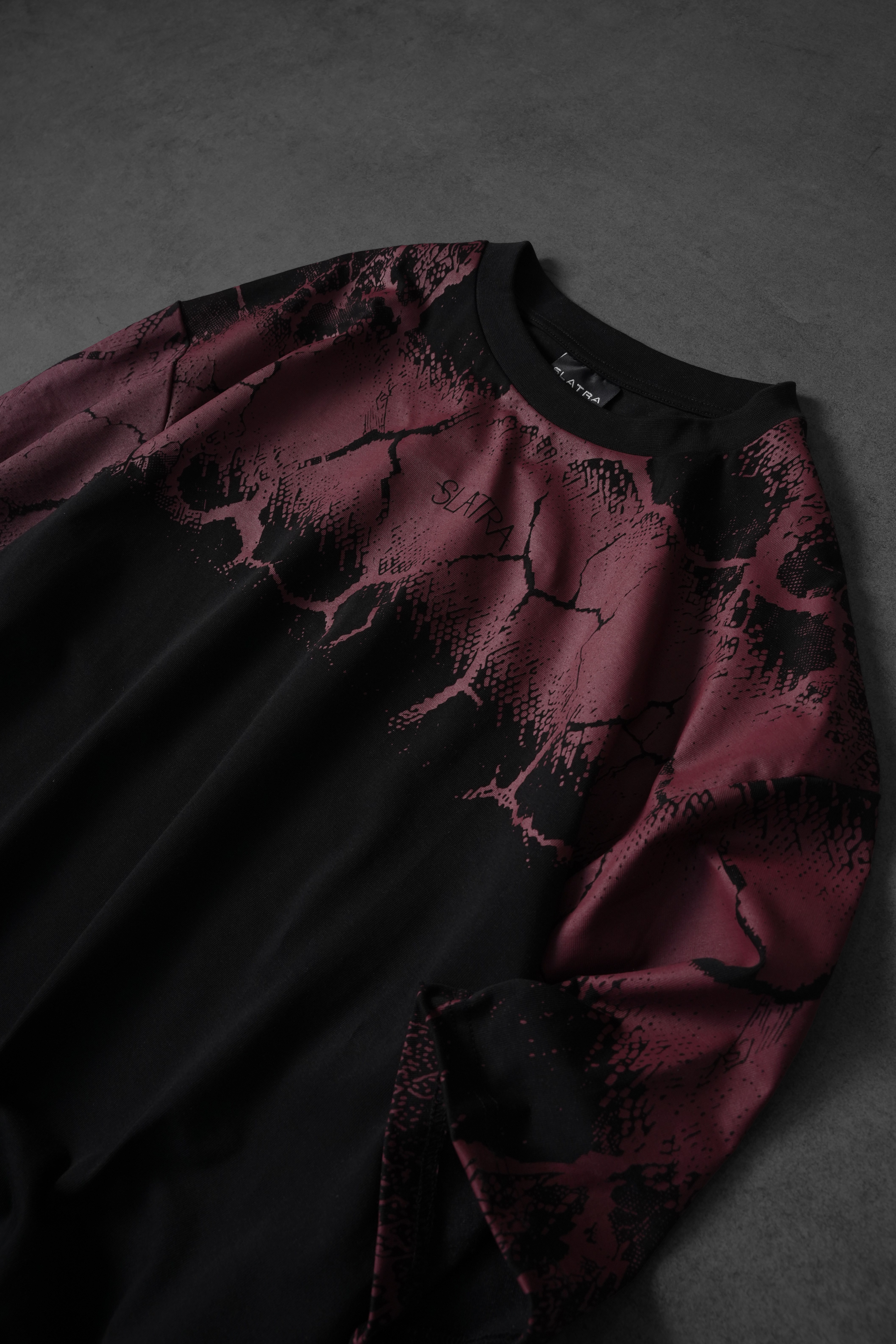 Erkek Siyah Thunder Kabartma Baskı Oversize Tshirt