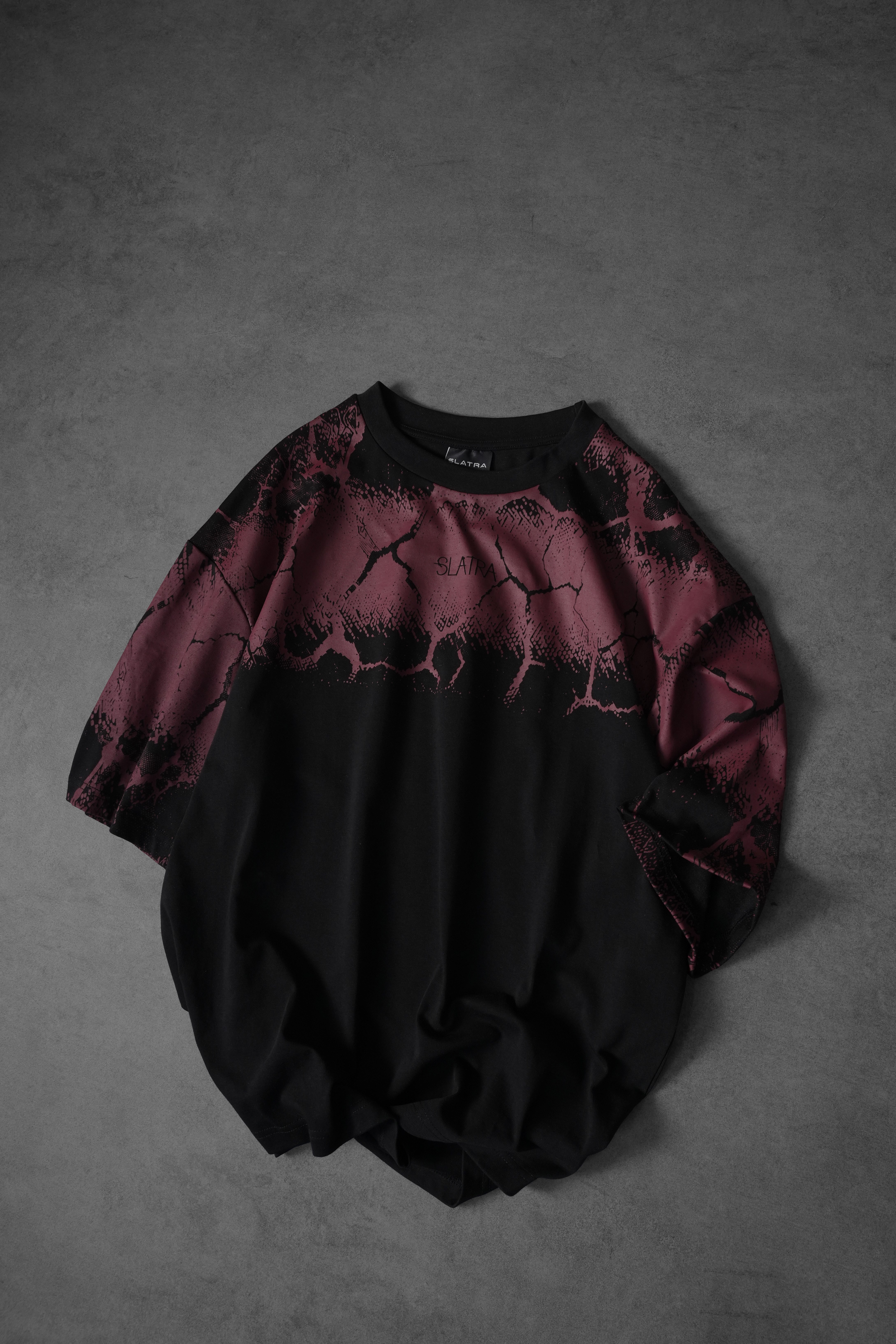 Erkek Siyah Thunder Kabartma Baskı Oversize Tshirt