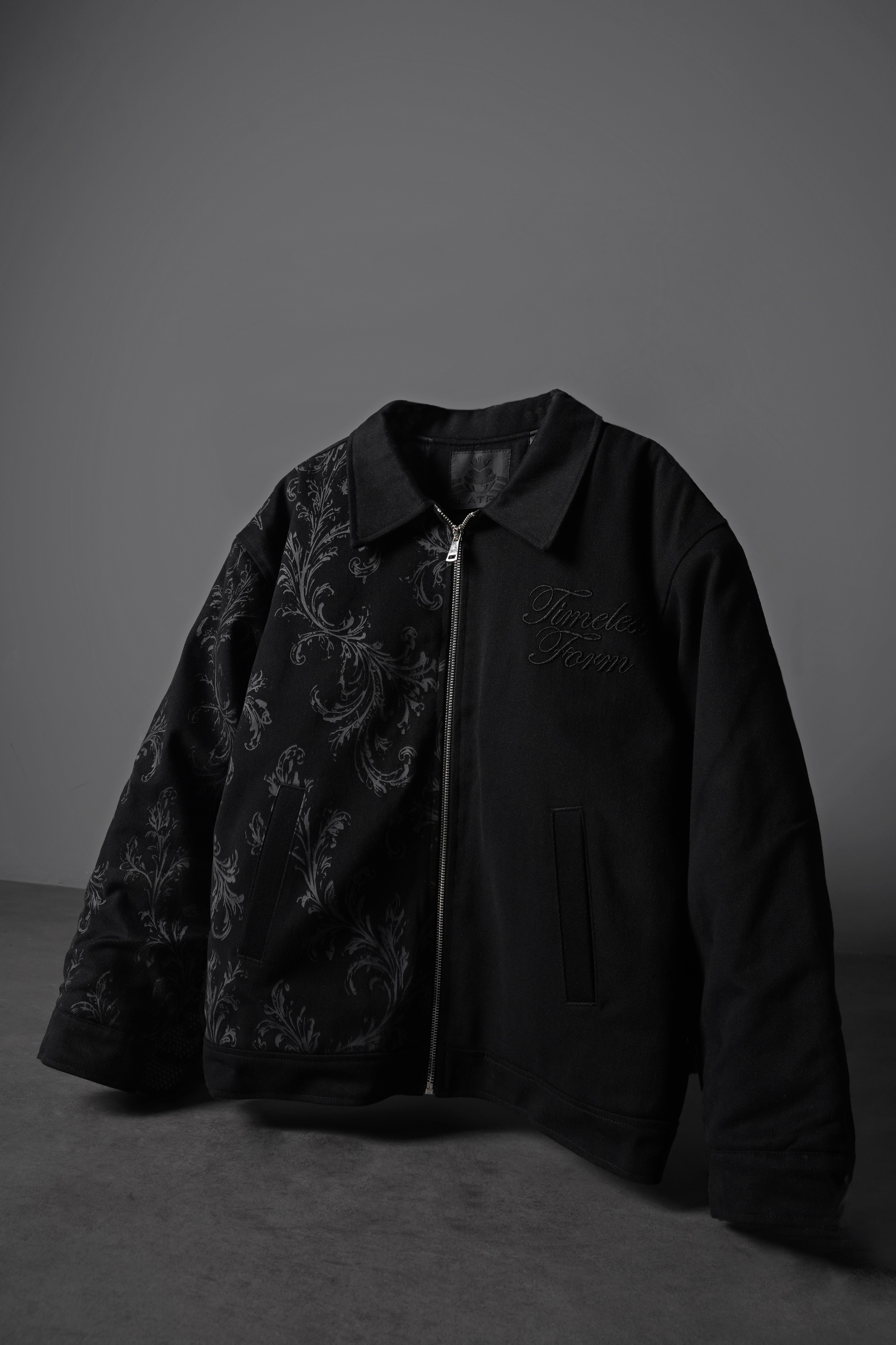 Erkek Siyah Timeless Form Nakışlı Boxy Fit Ceket