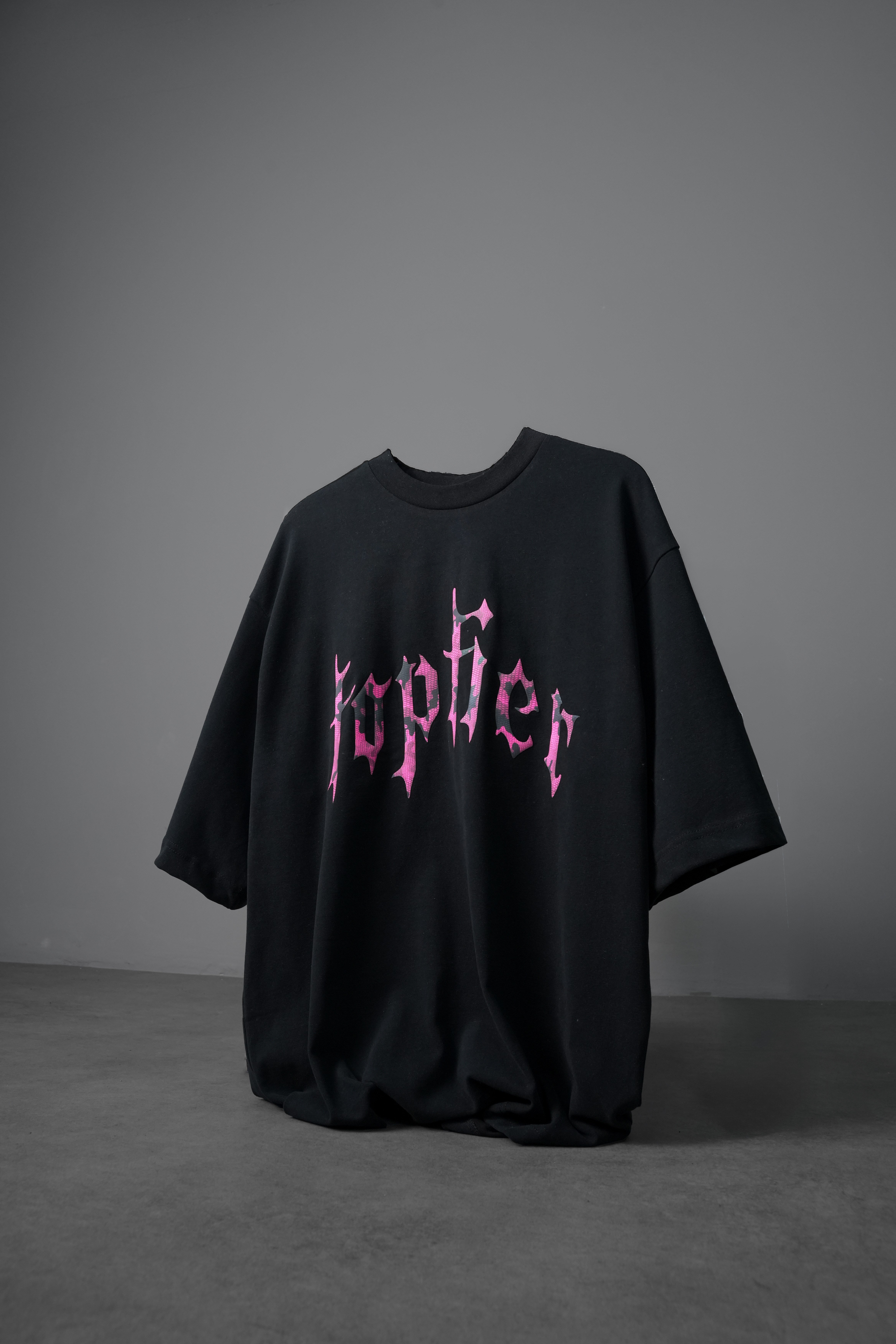 Erkek Siyah Toptier Reflektör Baskı Box Fit Tshirt