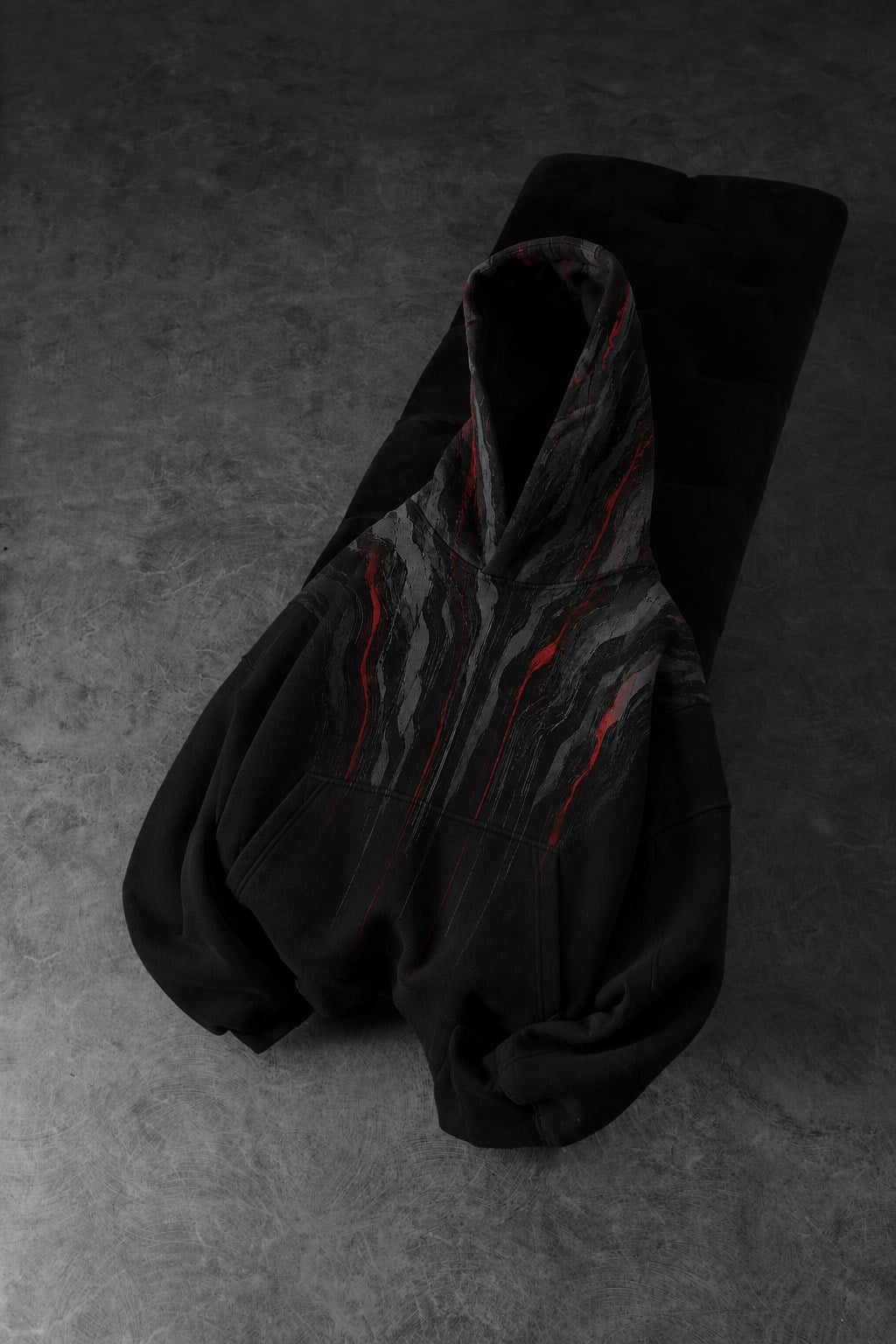 Erkek Siyah Vein Oversize Hoodie