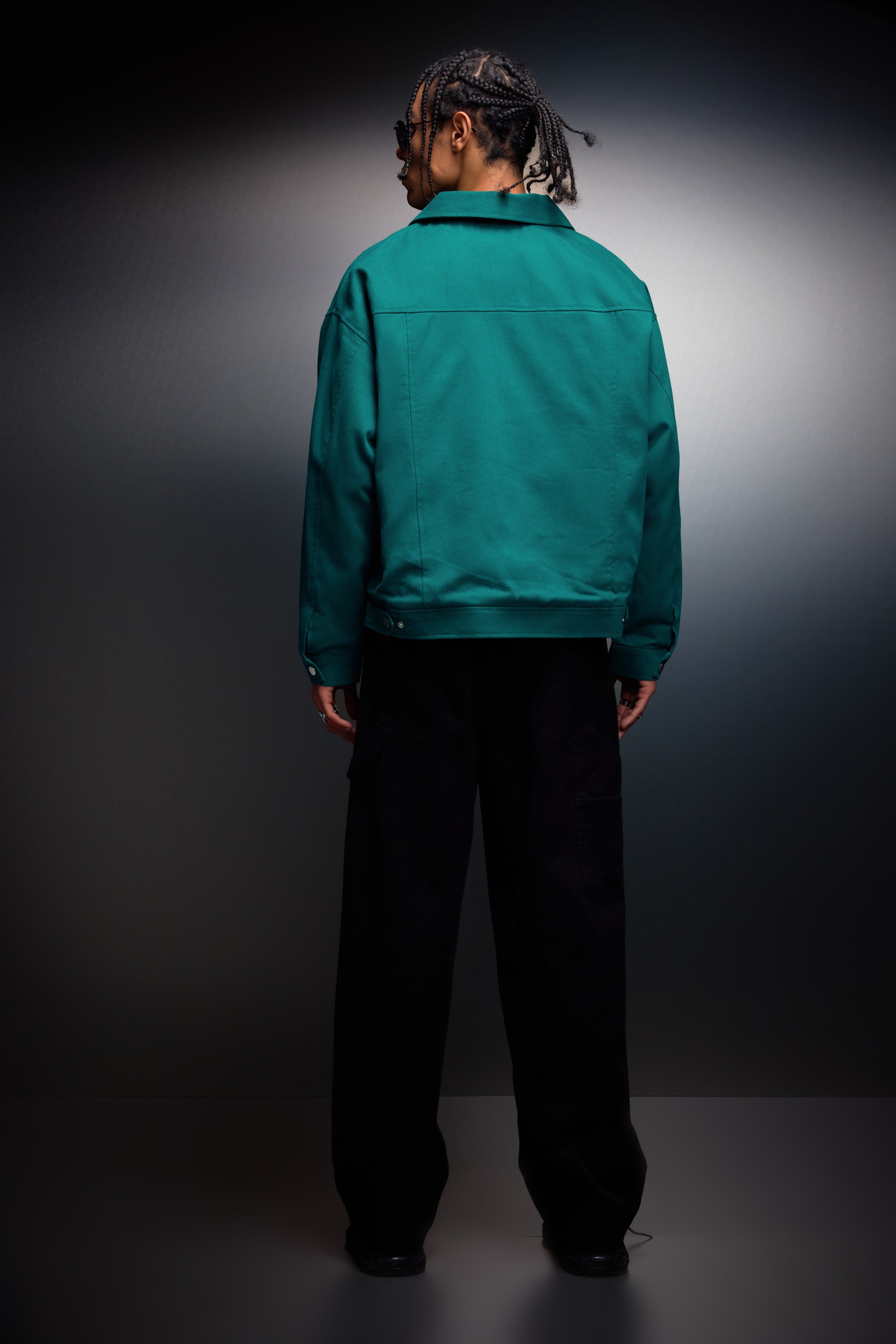Erkek Slatra Yeşili Boxy Fit Gabardin Ceket