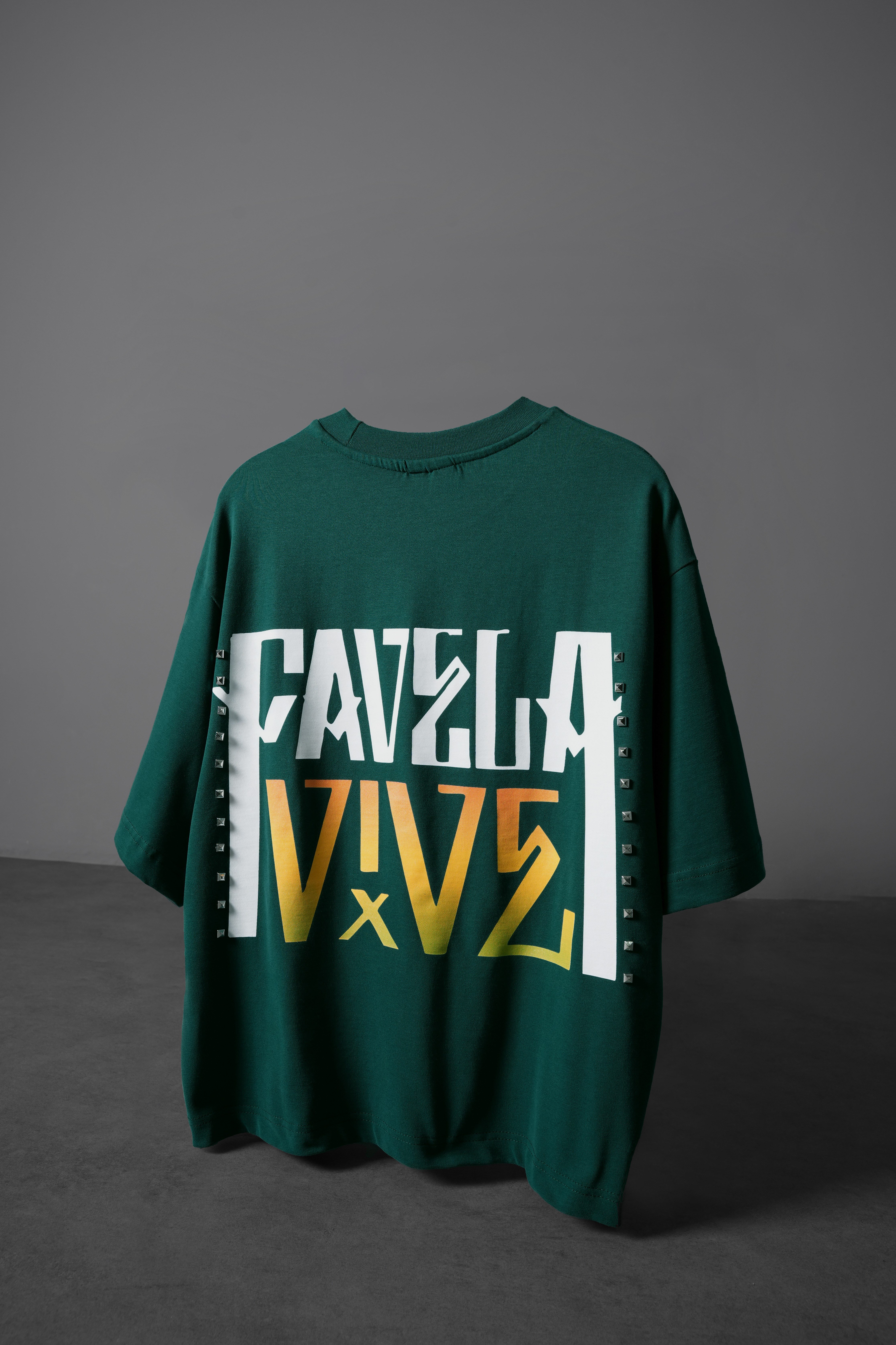 Erkek Slatra Yeşili Favela Baskılı Zımbalı Box Fit Tshirt