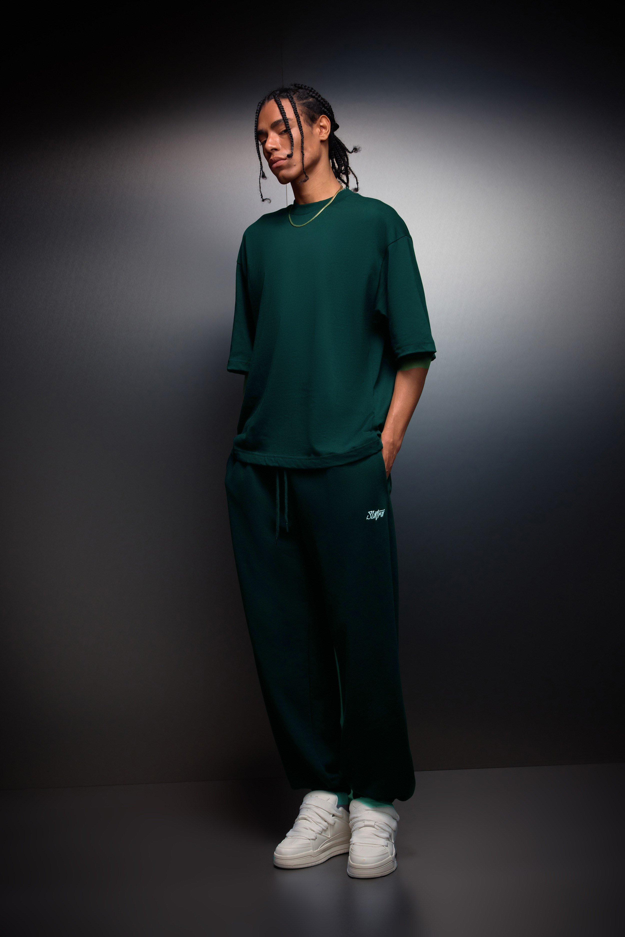 Erkek Slatra Yeşili Oversize Basic Tshirt