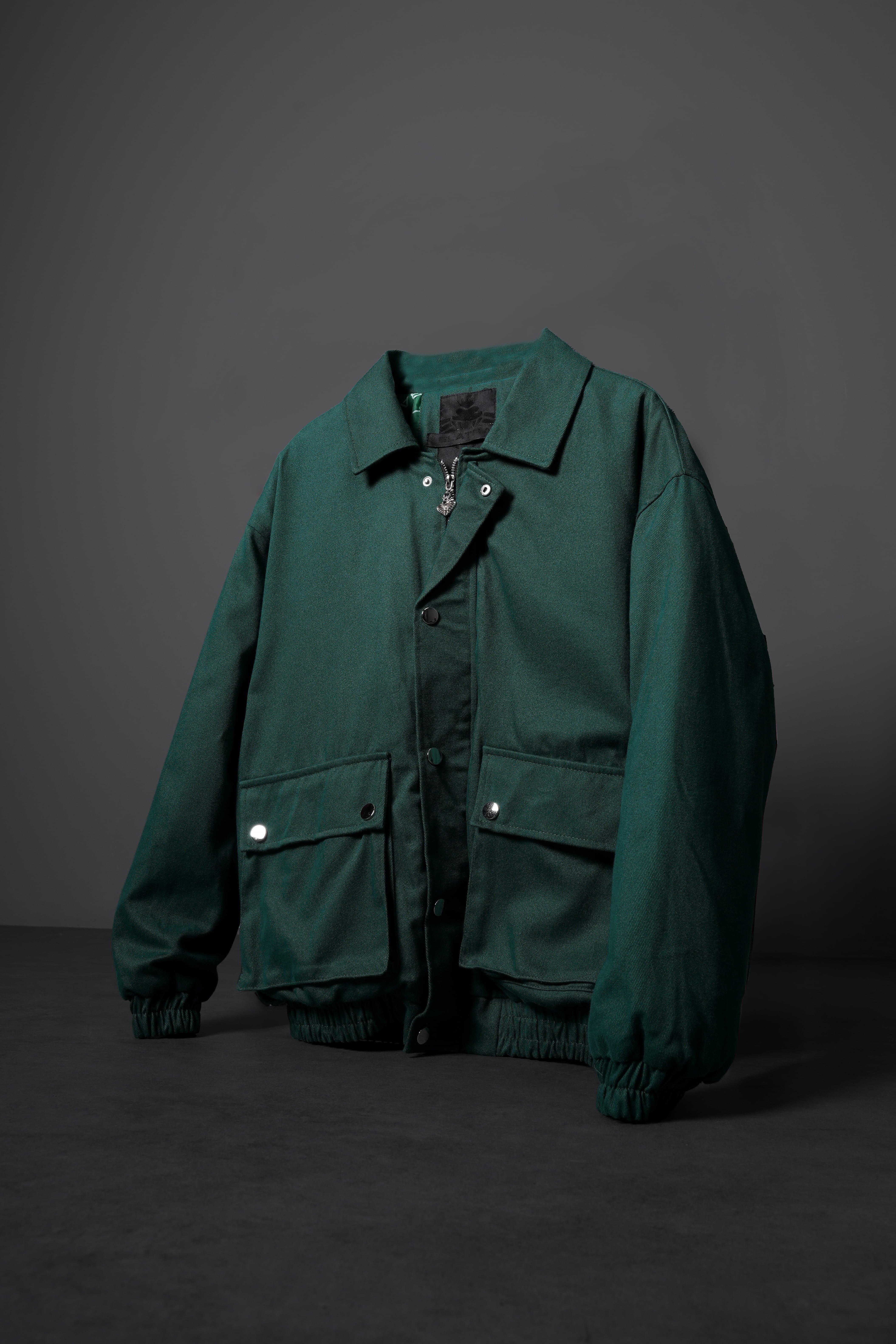 Erkek Slatra Yeşili Oversize Cepli Gabardin Ceket