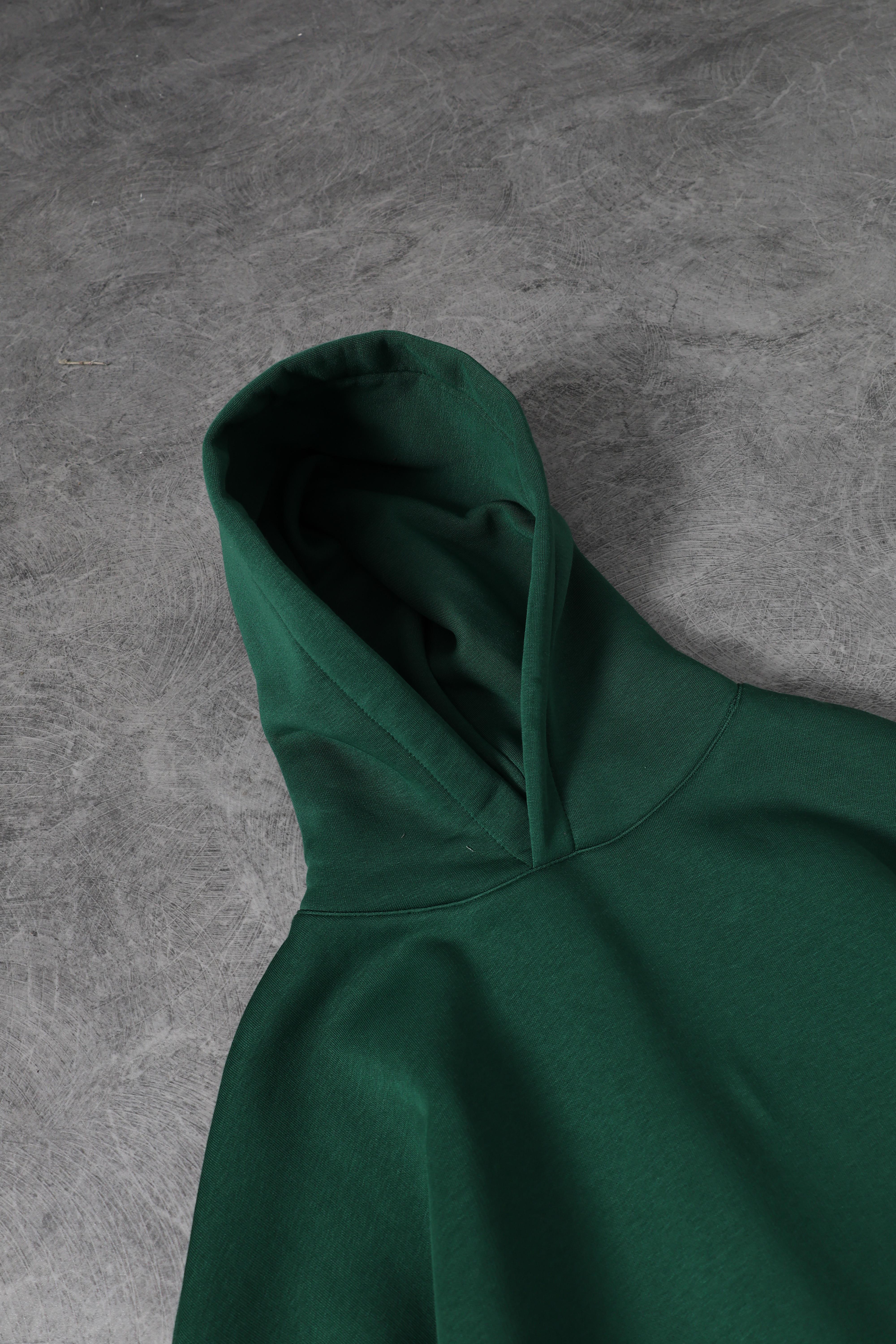 Erkek Yeşil Basic Kapüşonlu Oversize Sweatshirt