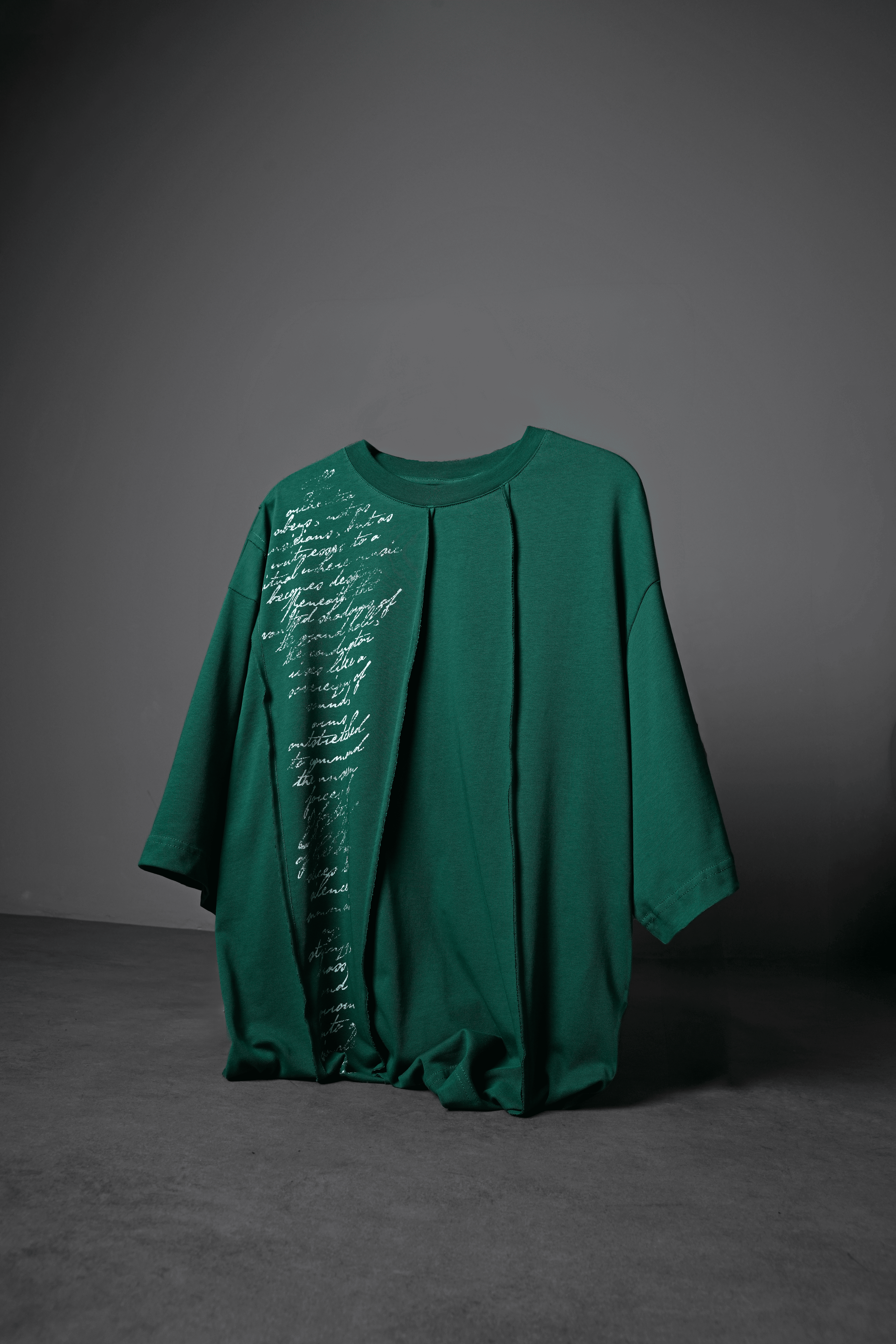 Erkek Yeşil Conductor Baskılı Parçalı Oversize Tshirt