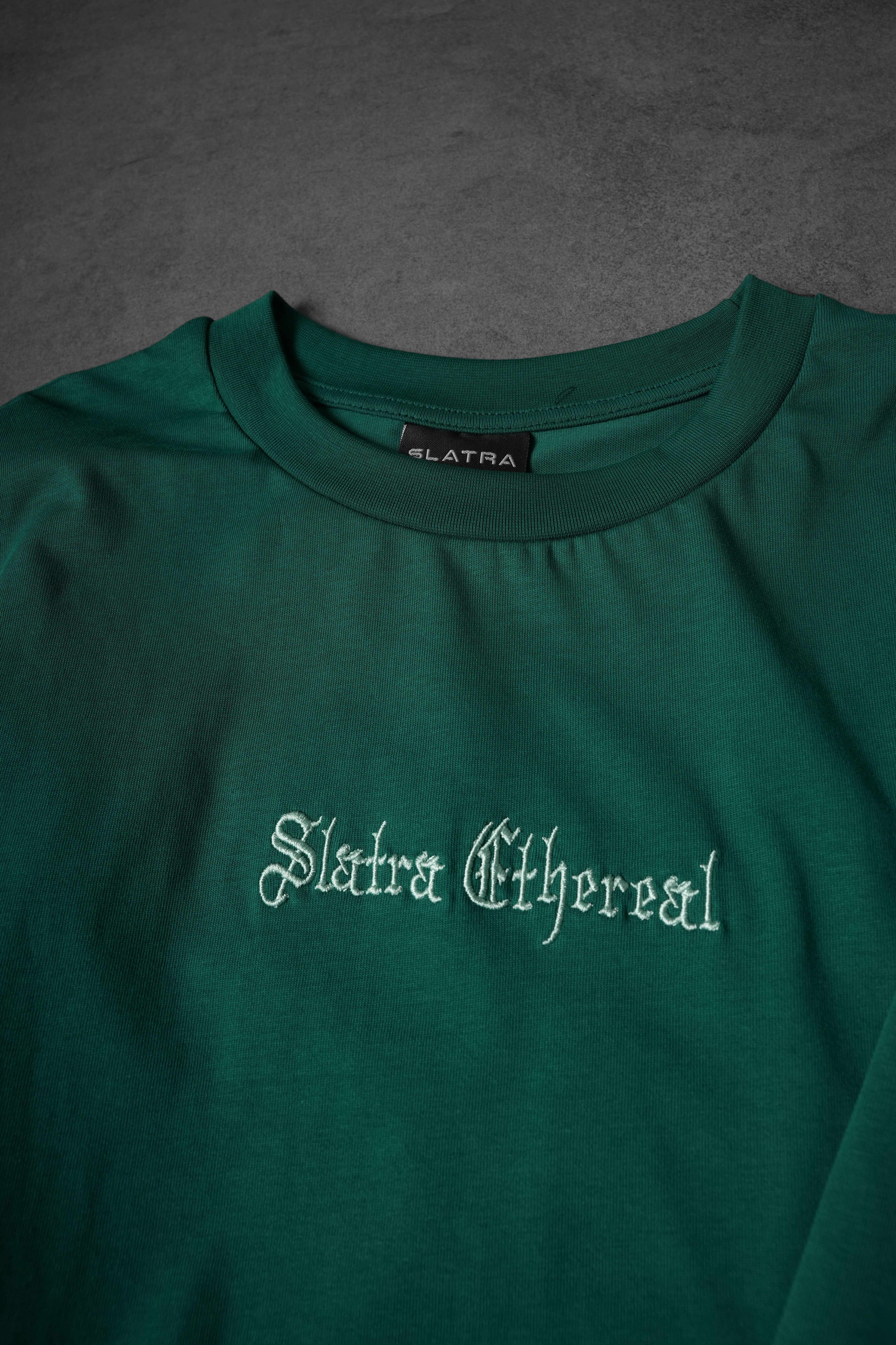Erkek Yeşil Ethereal Nakış Oversize Tshirt