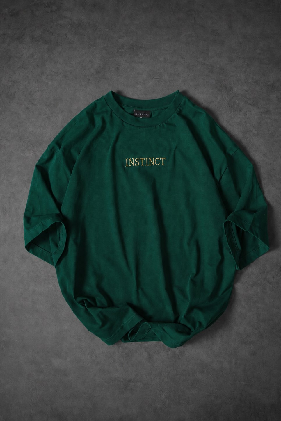 Erkek Yeşil İnstinct Patch Nakışlı Oversize Tshirt
