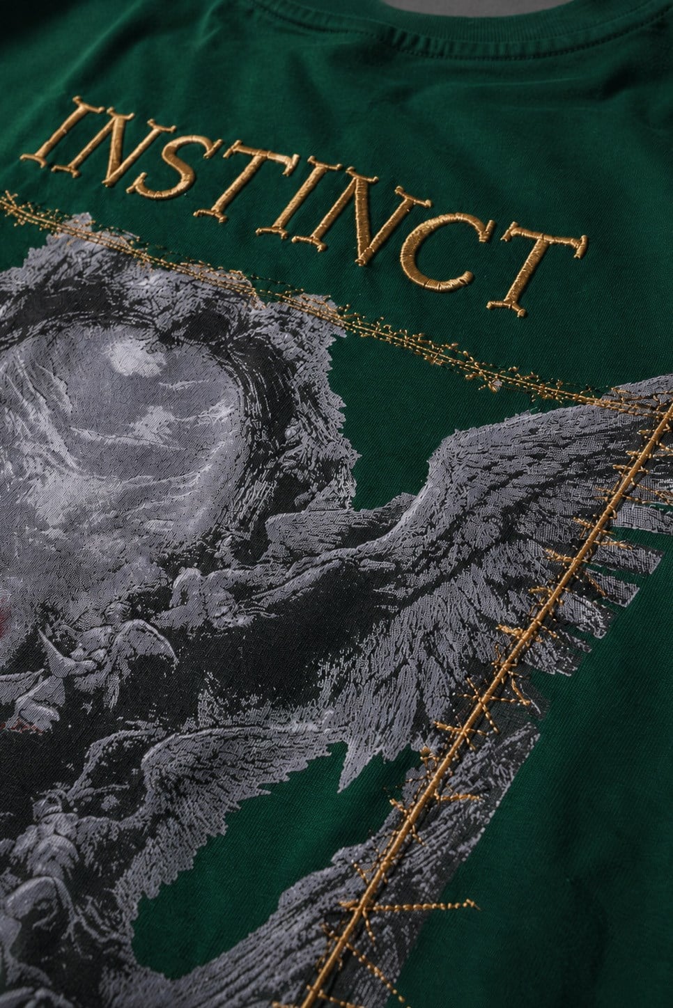 Erkek Yeşil İnstinct Patch Nakışlı Oversize Tshirt