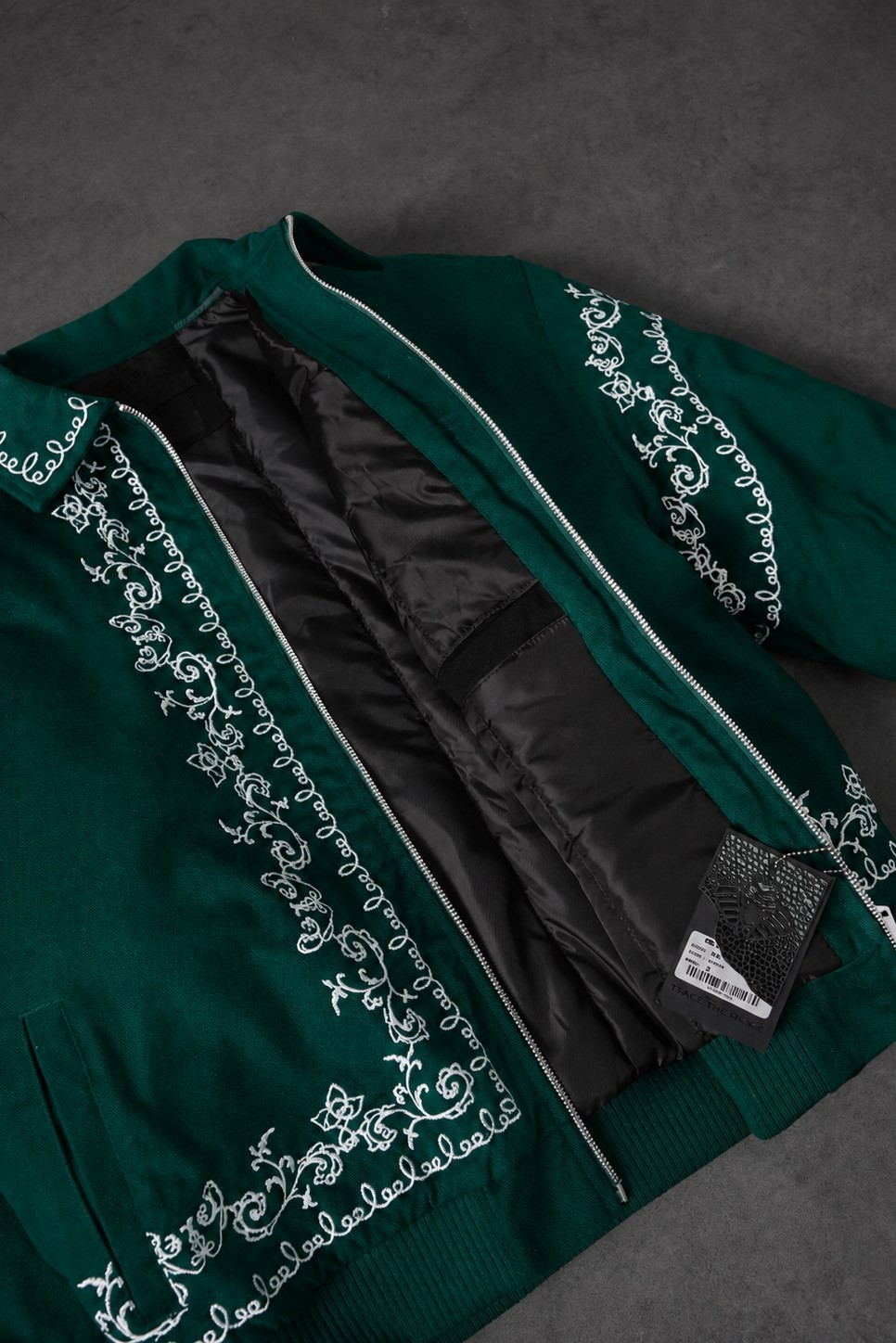Erkek Yeşil IVY Nakışlı Bomber Ceket