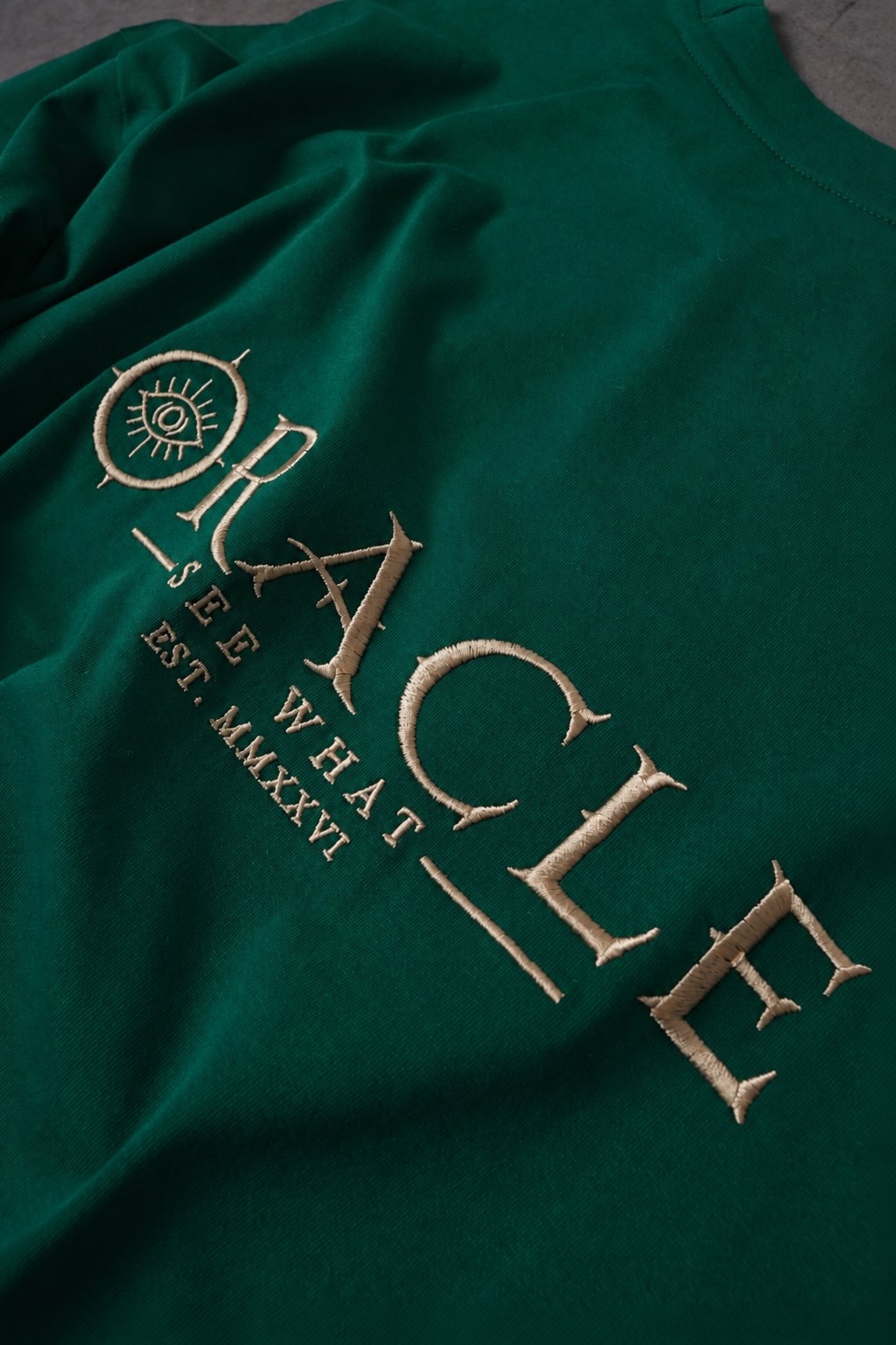 Erkek Yeşil Oracle Nakışlı Oversize Tshirt