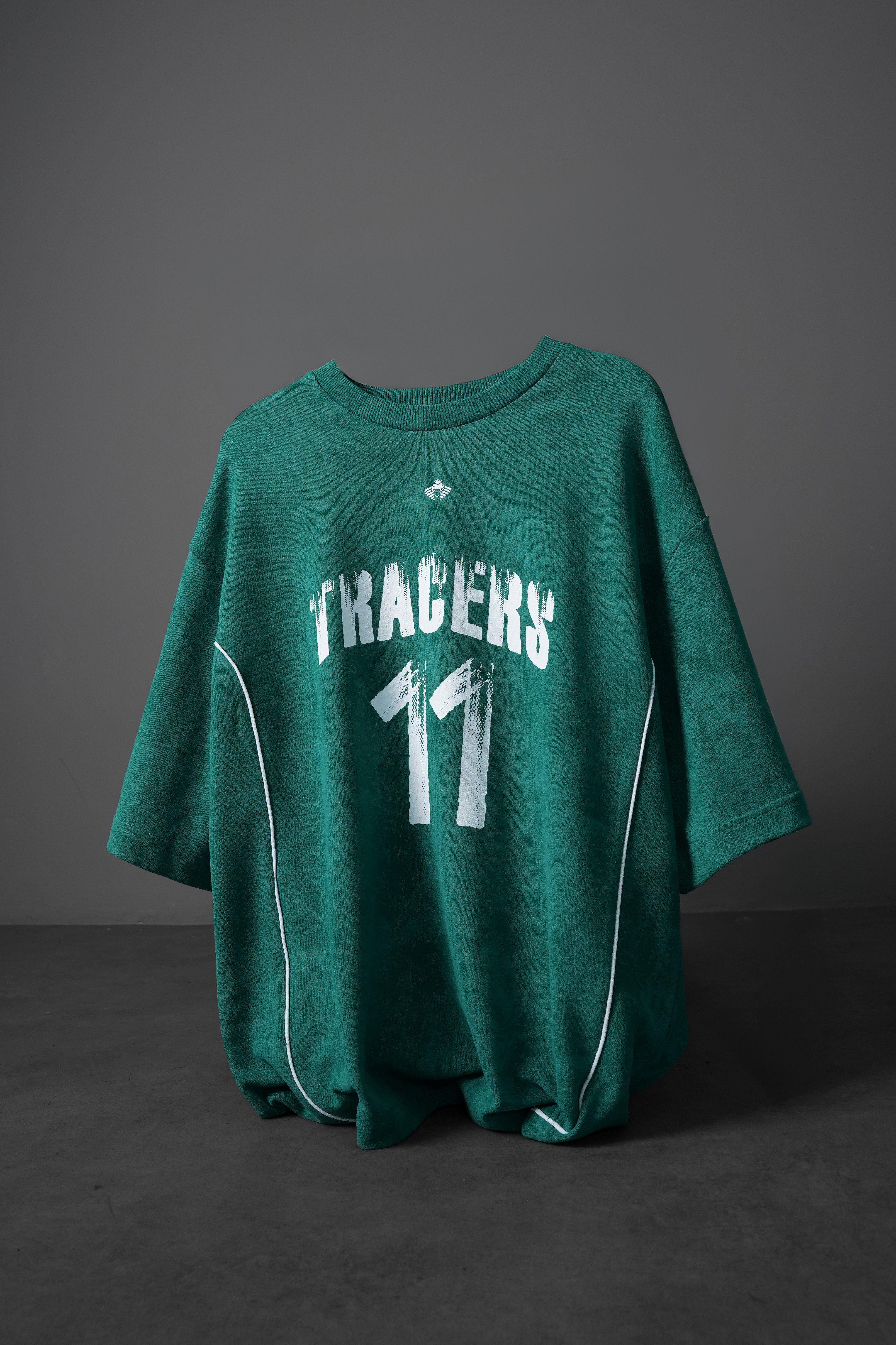 Erkek Yeşil Tracers 11 Baskılı Yıkama Efektli Oversize Tshirt