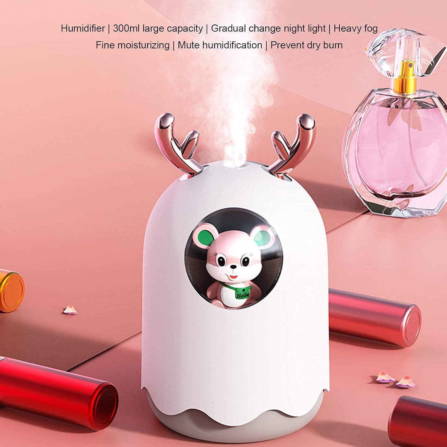 300ML LED Mini Nemlendirici Sessiz Taşınabilir Hava Temizleyici Uçucu Yağ Difüzör Pembesi 
