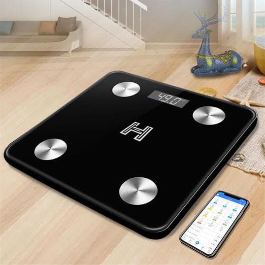 HZL Telefon ile Uyumlu Akıllı Yağ/Kas Ölçer Fonksiyonlu Vücut Analizli Dijital Baskül Tartı 