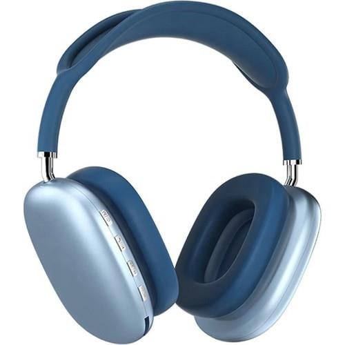 Blue İnter P9 Air Max Kulaklık Mavi Renk Kablosuz Bluetooth Kulaklık Wireless 5.0 Müzik Kulaklığı P9