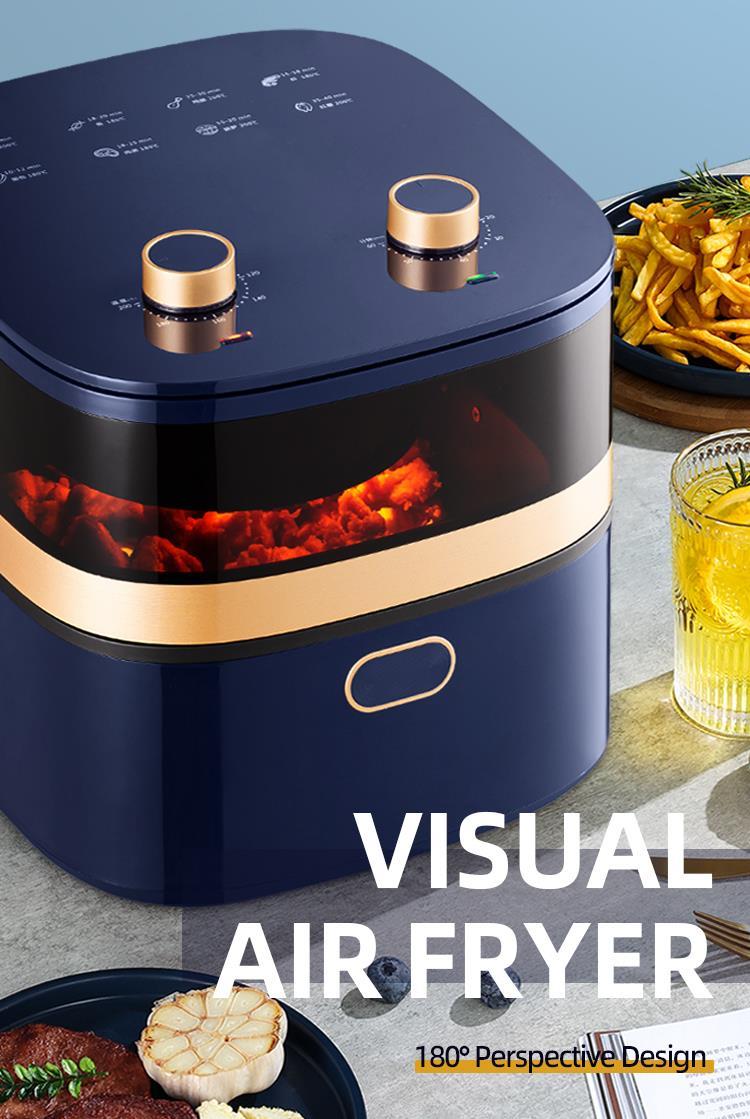 HZL Airfryer 1400W Isı Ayarlı Camlı Fritöz AirFryer 7,5 Litre Large Üstten Kapaklı Fritöz