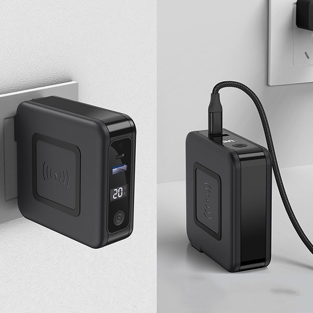 HZL Priz Başlıklı 10,000 mAh Kablosuz Şarj Destekli Powerbank Adaptor