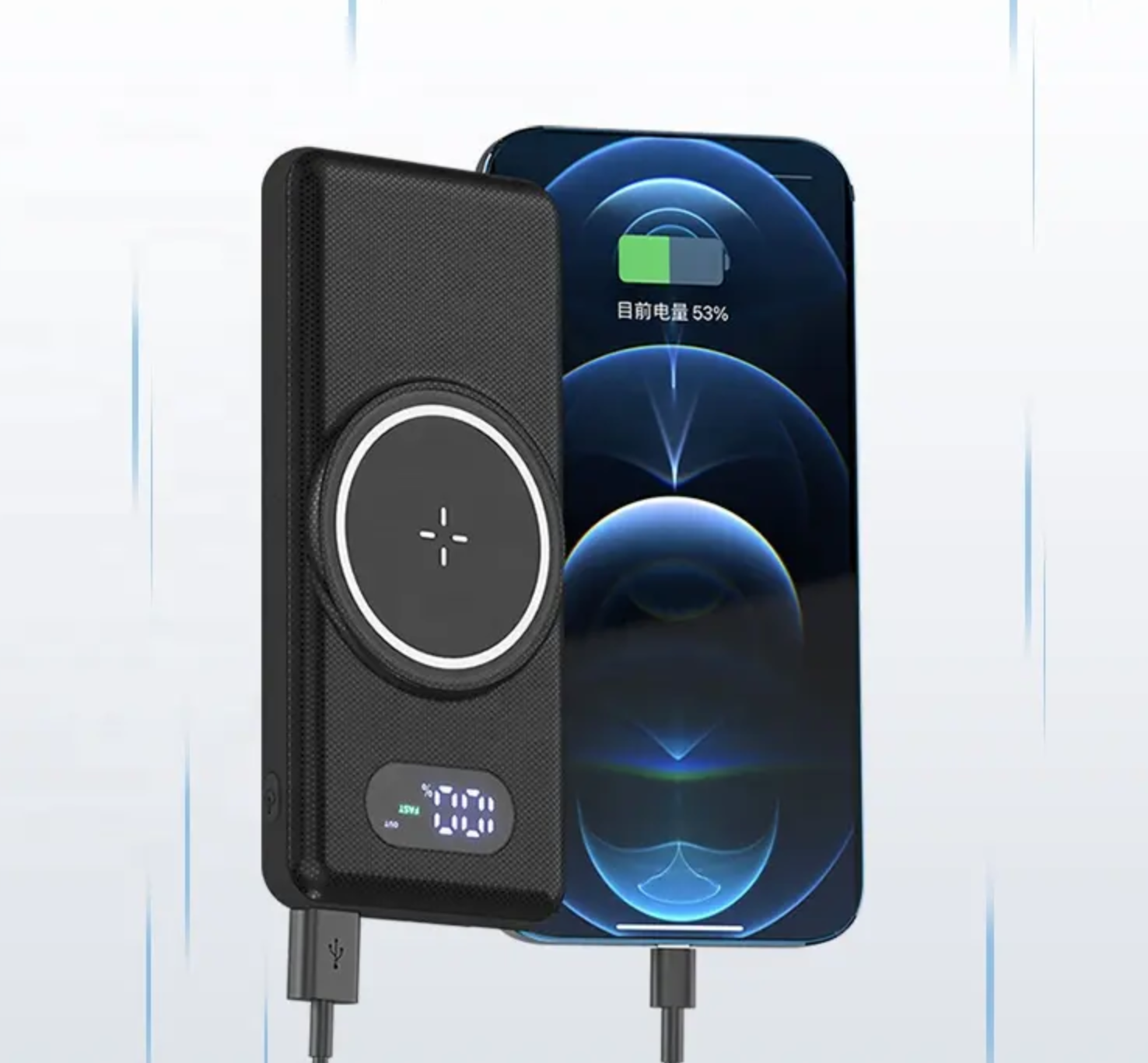 PW1 1XUSB PD 22.5W, Kablosuz 15W Micro, Type-C, Lightning Kablolu 10,000mAh Powerbank 