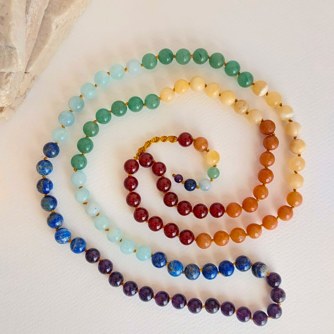 99 ÇAKRA 10 mm TESBİH MALA KOLYE Akik Turuncu Aventurin Kalsit Yeşil Aventurin Akuamarin Lapis Ametist 