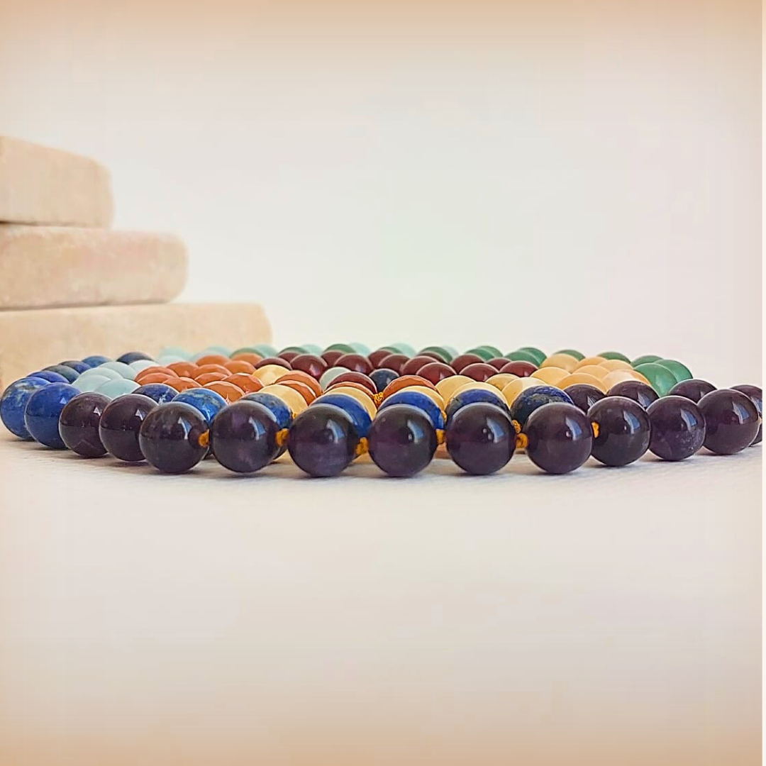 99 ÇAKRA 10 mm TESBİH MALA KOLYE Akik Turuncu Aventurin Kalsit Yeşil Aventurin Akuamarin Lapis Ametist 