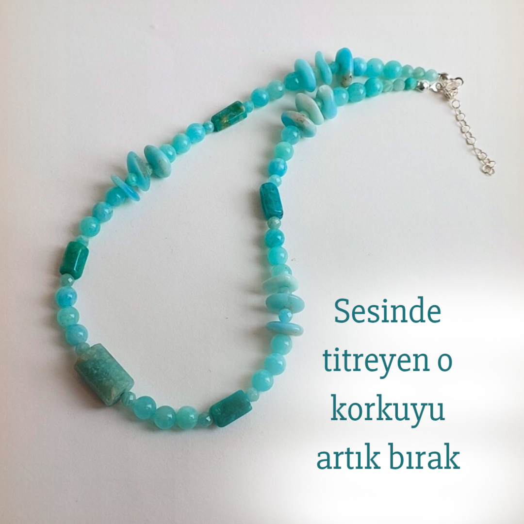 Amazonit Kolye Panik Anksiyete Cesaret Öz Sevgi Güç İletişim Sosyallik Baş Ağrısı 