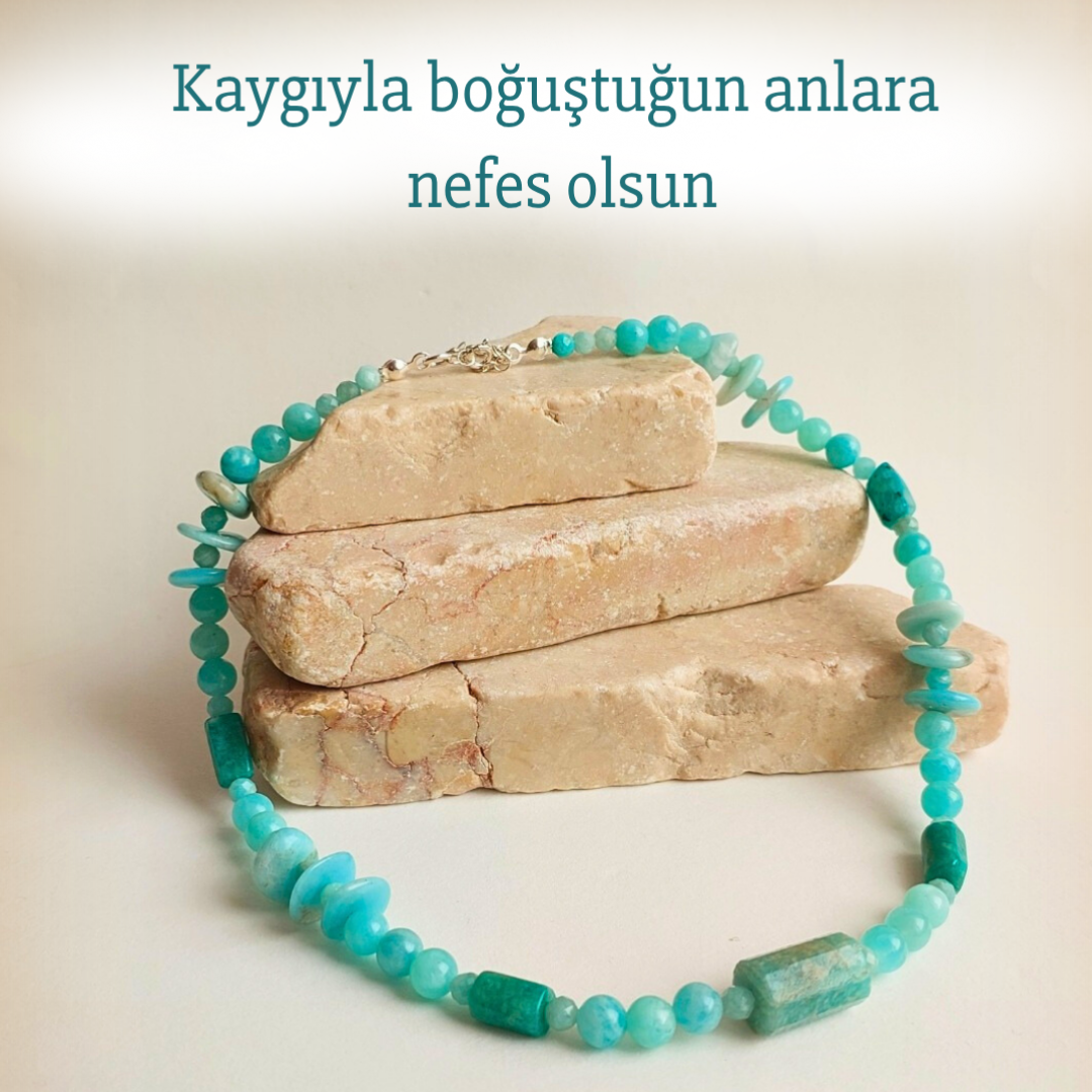 Amazonit Kolye Panik Anksiyete Cesaret Öz Sevgi Güç İletişim Sosyallik Baş Ağrısı 