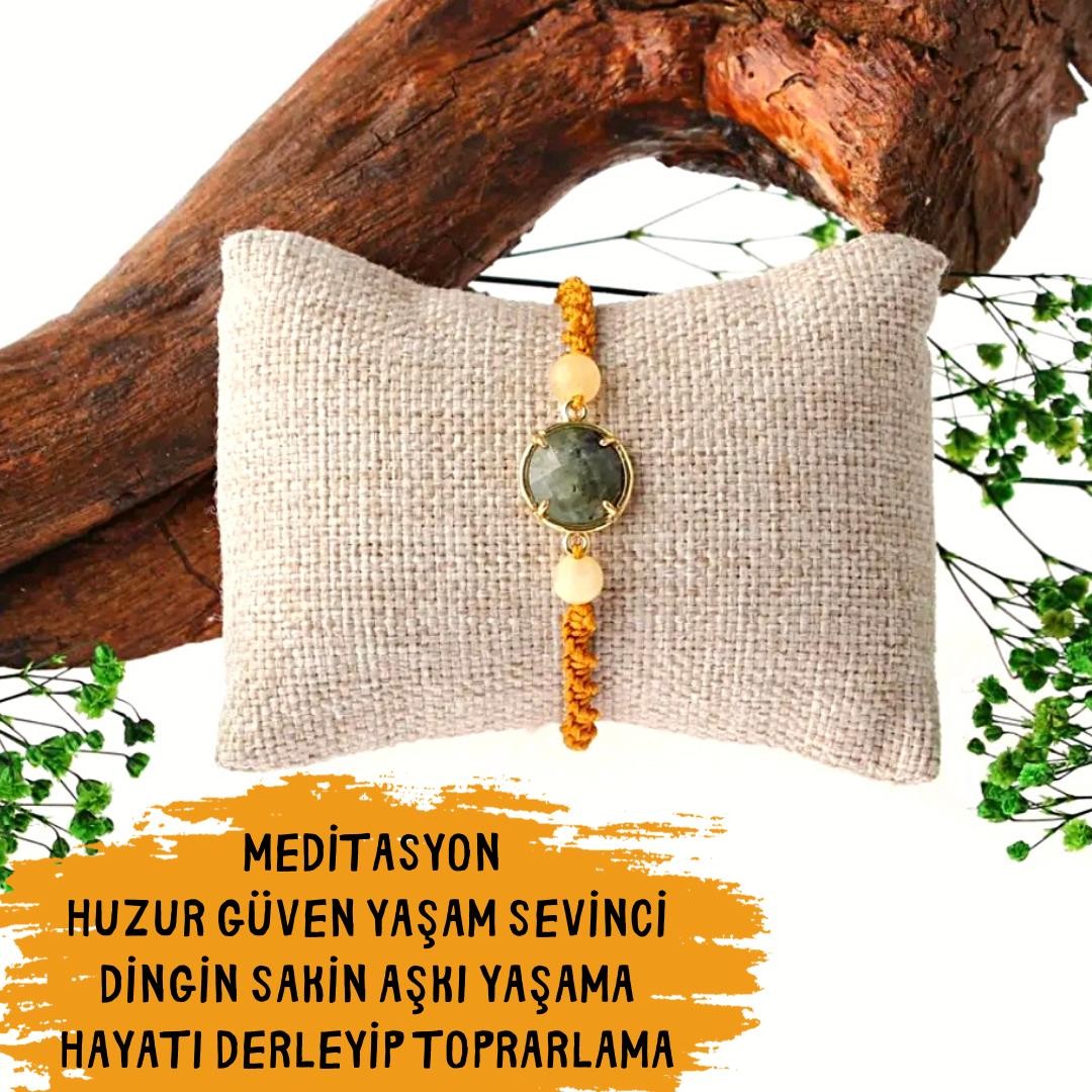 GİZEMLİ DOĞAL TAŞ BİLEKLİK PREHNİT/KALSİT YAŞAM SEVİNCİ HAYATI DÜZENE GİRDİRME DEPRESYON