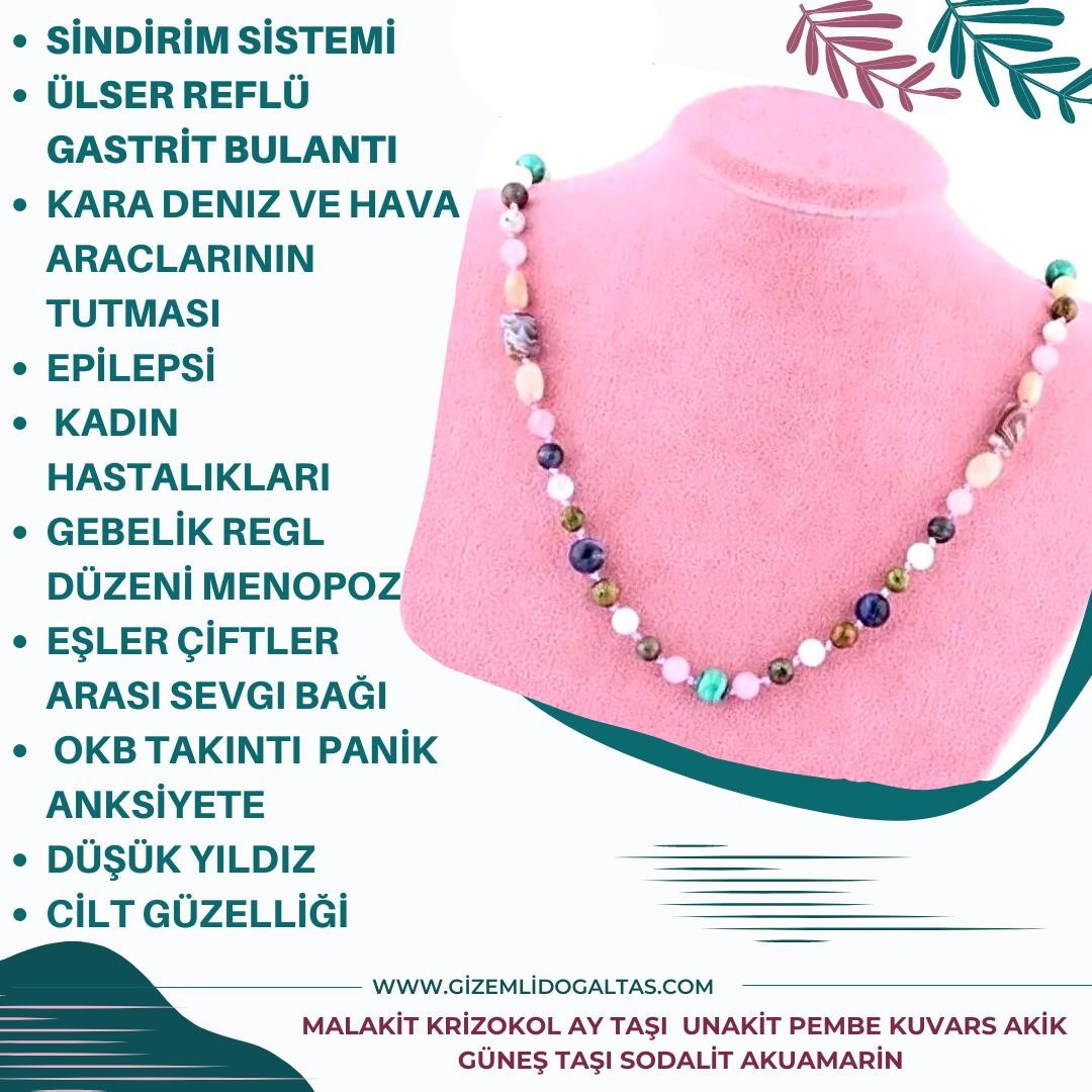 GİZEMLİ DOĞAL TAŞ KOLYE EPİLEPSİ ÜLSER REFLÜ GASTRİT BULANTI  ADET DÜZENİ MENOPOZ