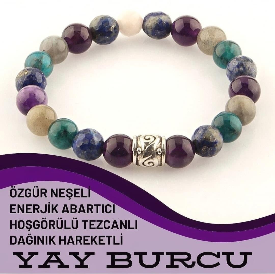 GİZEMLİ DOĞAL TAŞ YAY BURCU BİLEKLİK ÖZGÜR NEŞELİ HUZURLU TUTARLI 