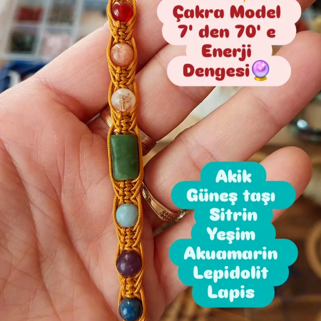 Gizemli Doğaltaş Çakra Ayarlanabilir Bileklik ( 6 mm ) Nazar Para Enerji Sindirim Sevgi Huzur Stres Sosyallik Akik Güneş Taşı Sitrin Yeşim Akuamarin Lapis Ametist