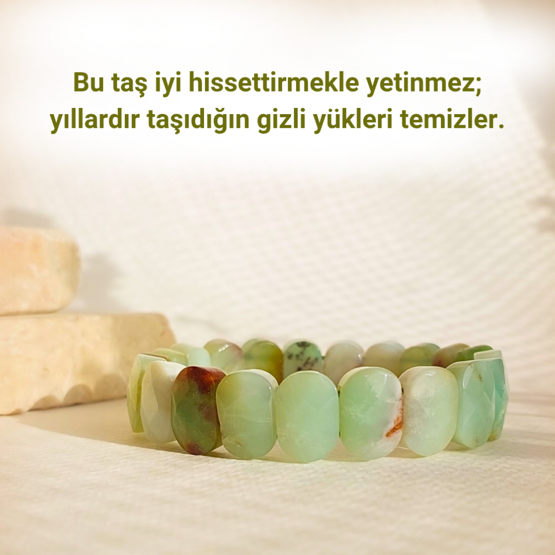Krizopraz Bileklik – Anksiyete, Klostrofobi, Öfke ve Duygusal Toksin Temizleyici Dönüşüm Taşı