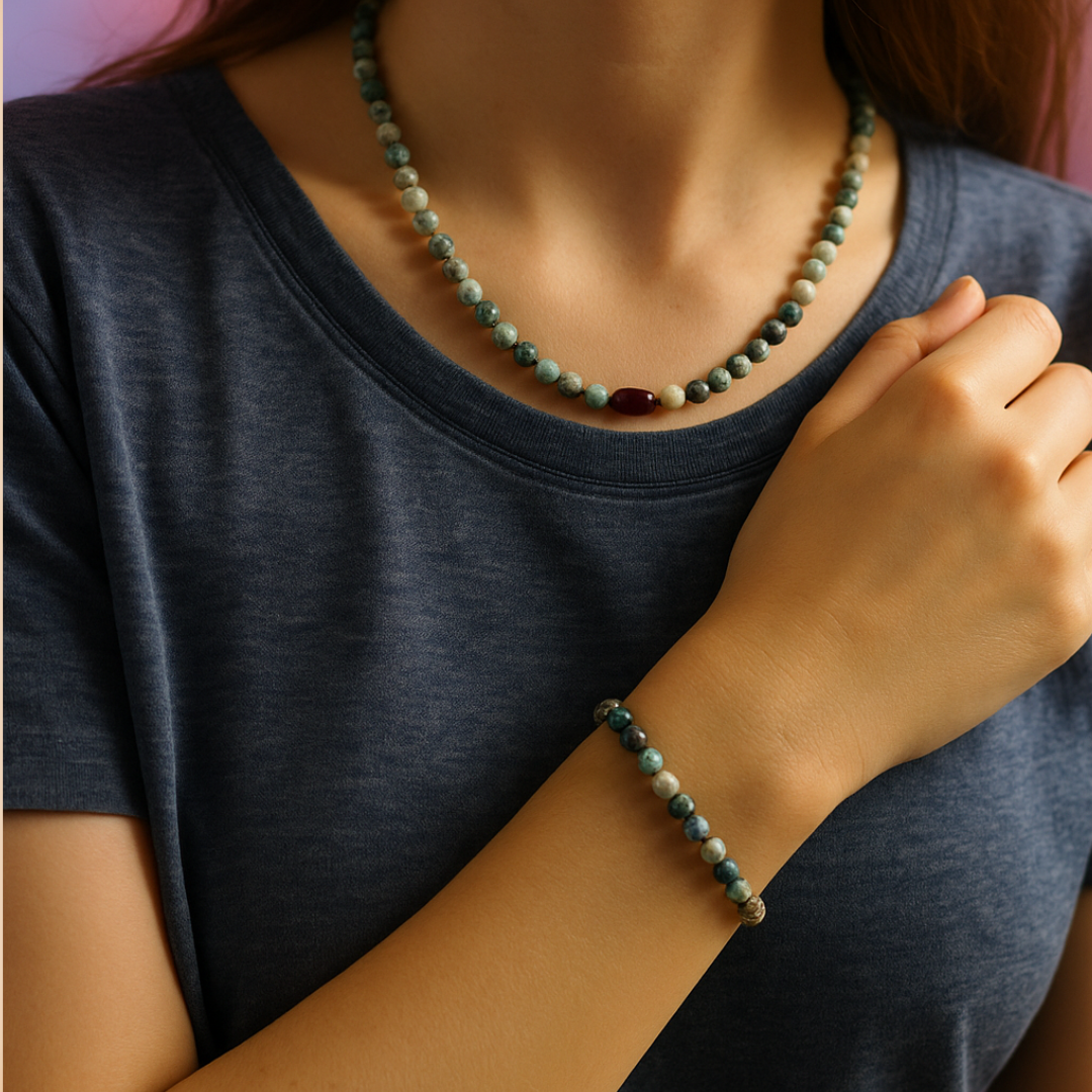 Orjinal Larimar 6 mm Kolye  Ruh Eşi Bipolar Okb Sosyallik