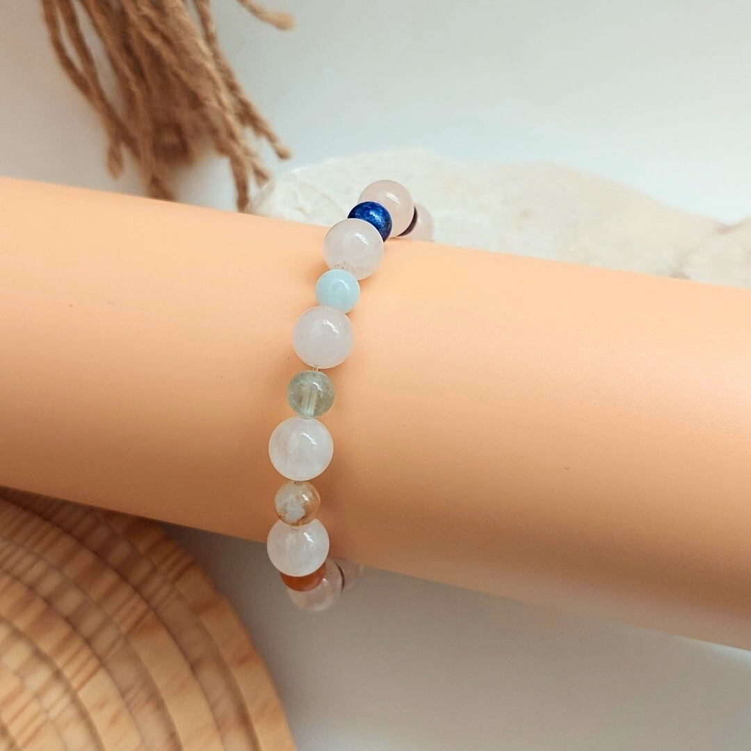 Pembe Gül Rose Kuvars Çakra Bileklik 8 / 6 mm Aşk Sevgi Güzellik Duygusal Denge 