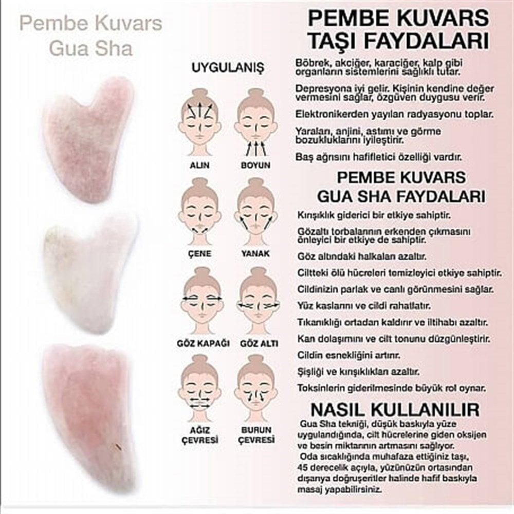 PEMBE KUVARS ROLLER YEŞİM GUA SHA GİZEMLİ DOĞAL TAŞ MASAJ TAŞI