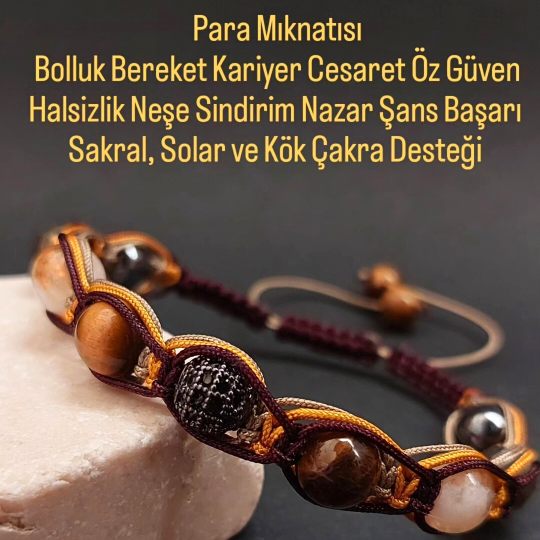 Sitrin Kaplan Gözü Pirit Hematit Para Mıknatısı Şans Sevgi Sindirim Kariyer Anksiyete 8 mm Gizemli Doğal Taş Bileklik 