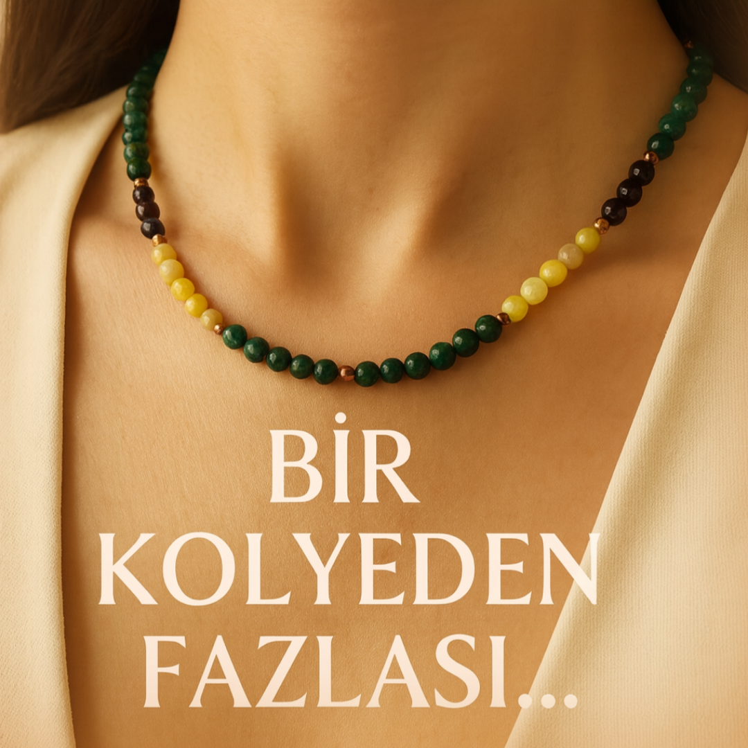 Tutku Enerji Farkındalık Koruma Anyolit Sarı Opal Dumanlı Kuvars 6 mm Kolye 