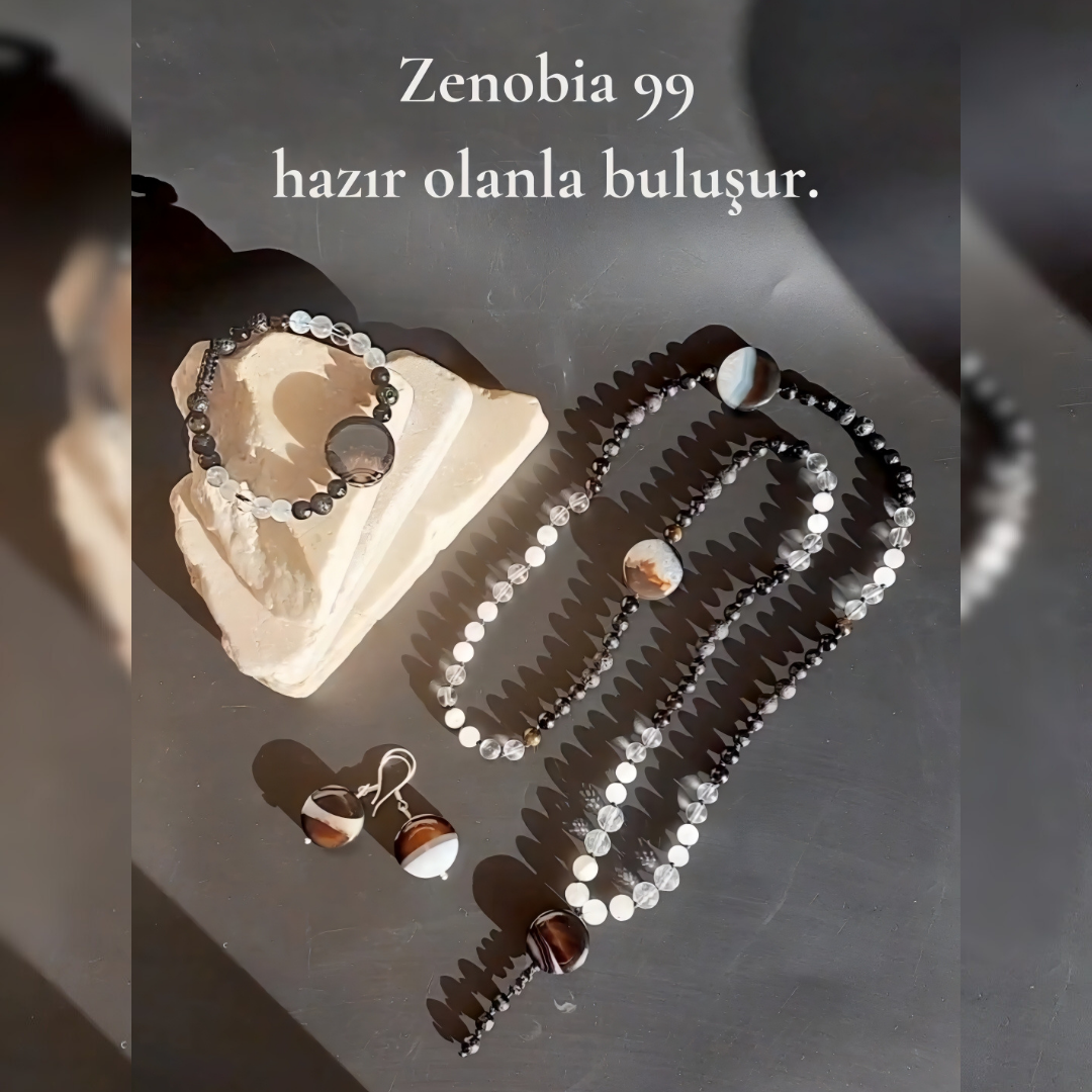 Zenobia 99 Tam Set – Kişiye Özel Doğal Taş Kolye, Bileklik ve Küpe